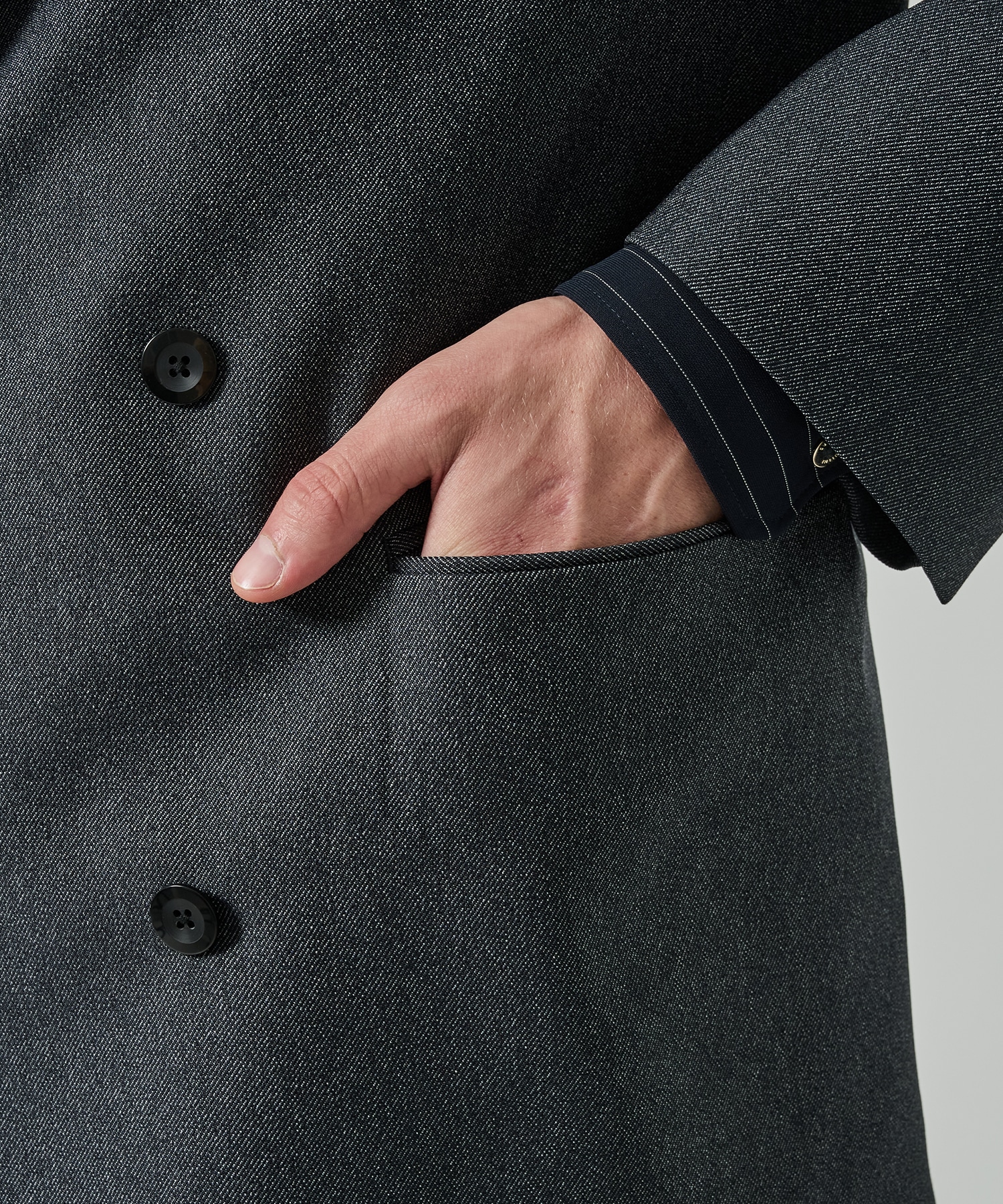 Faux Denim Slant Belt Tailored Jacket CULLNI