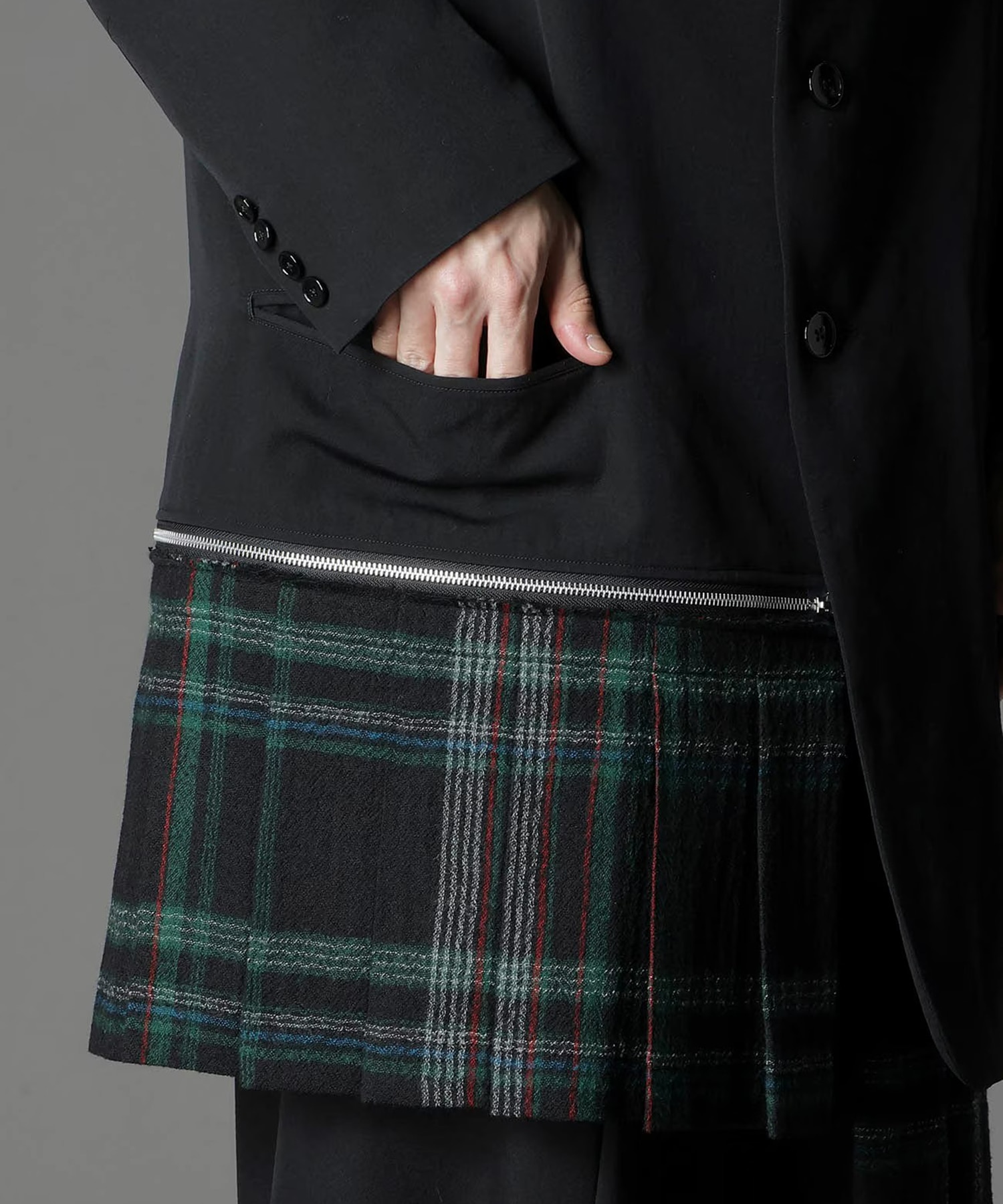 W/GABARDINE DOUBLE GAUZE RIGHT PLEATED JACKET GroundY