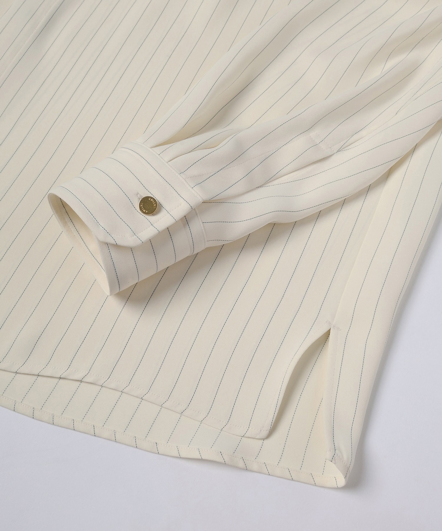 Stripe Double Cloth Chin Tab Long Sleeve Shirt CULLNI