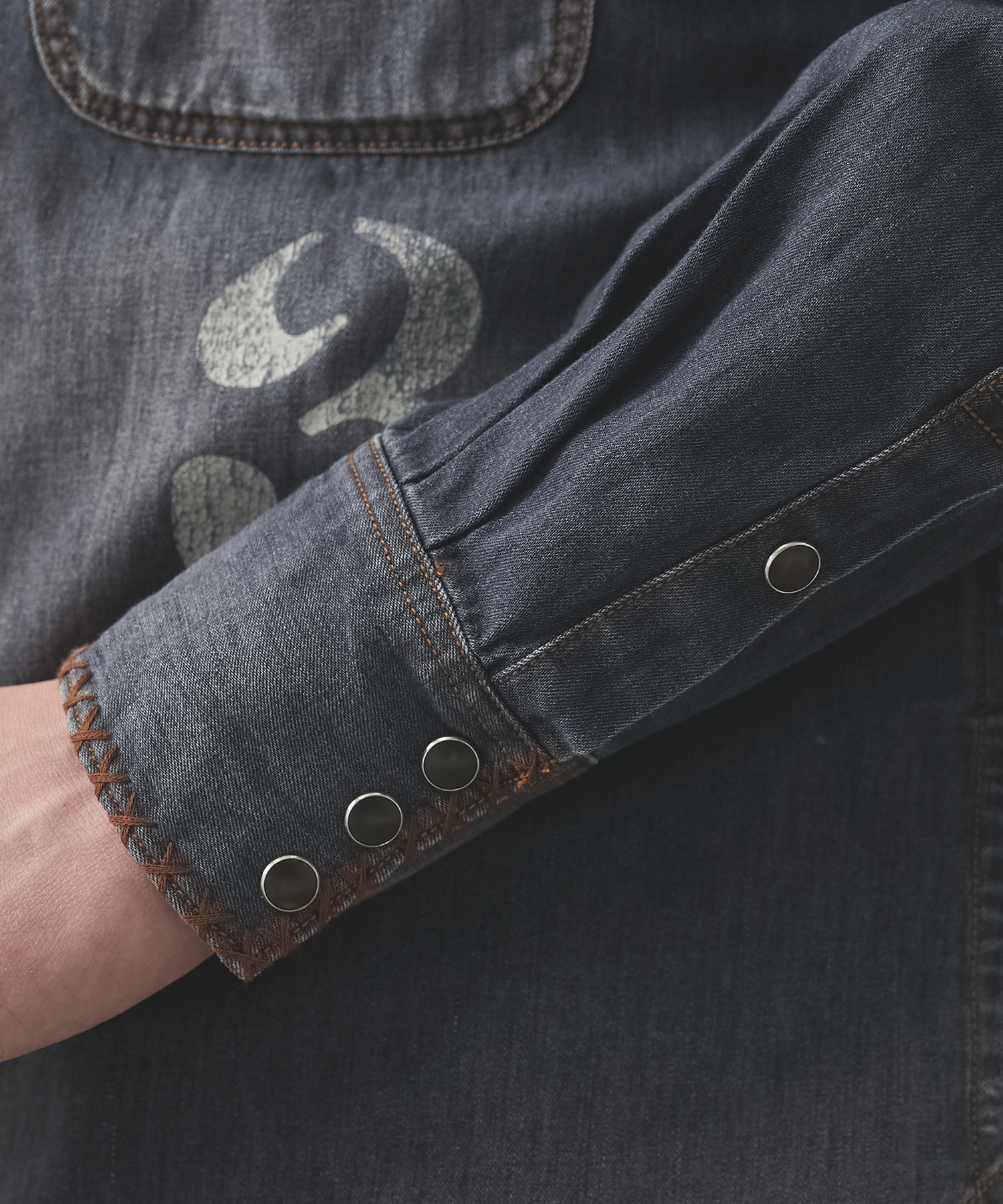 Hand-Embroidered Denim Shirt KHOKI