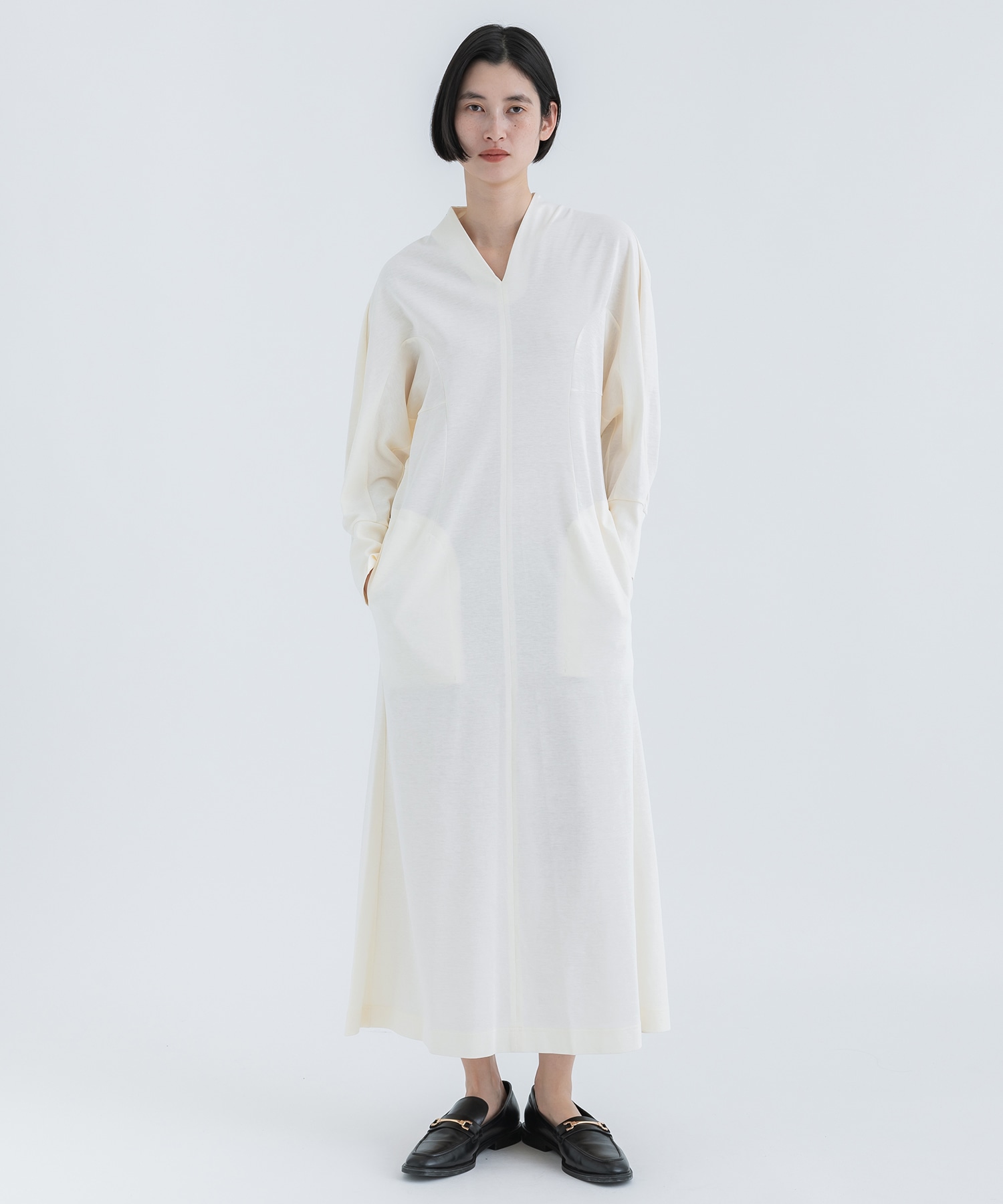 【直販純正】mamekurogouchi V-Neck ClassicCottonDress ワンピース