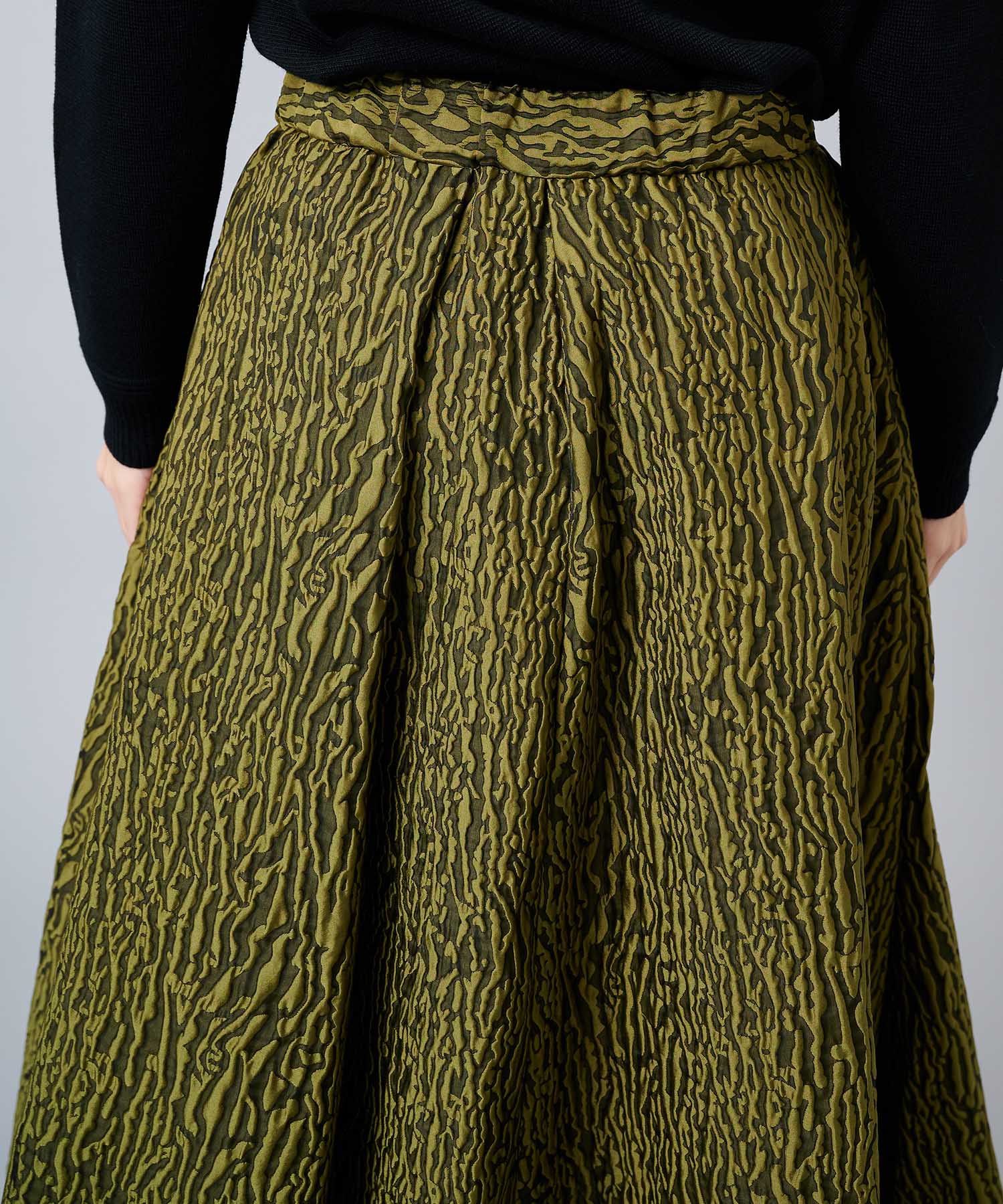 JACQUARD TUCK VOLUME SKIRT(S KHAKI): AMERI: WOMENS｜ STUDIOUS