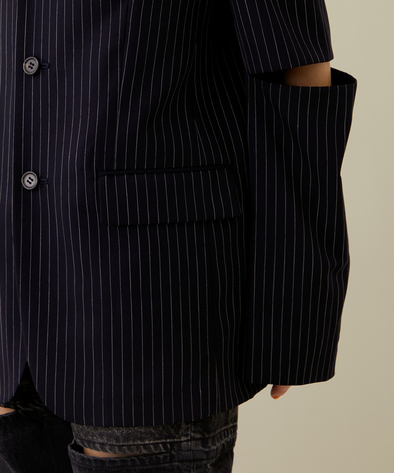 Stripe Sleeve Slit Jacket INSCRIRE