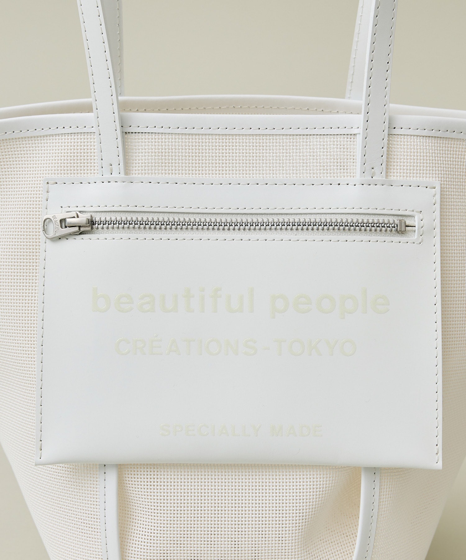 mesh lining logopocket tote bag M(FREE WHITE): beautiful people ...