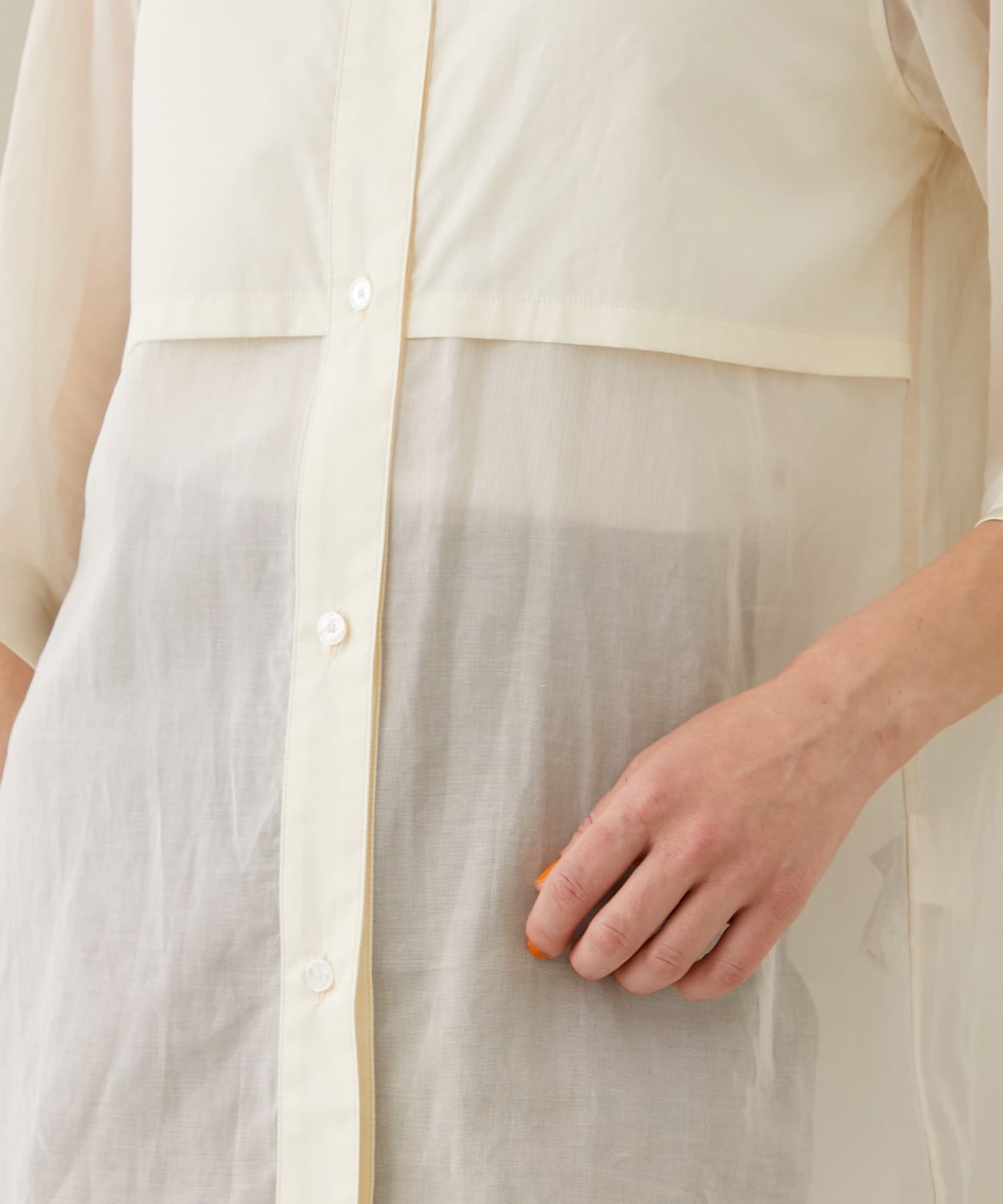 別注〉バイカラーハーフスリーブシャツ(FREE WHITE): CINOH: WOMENS 