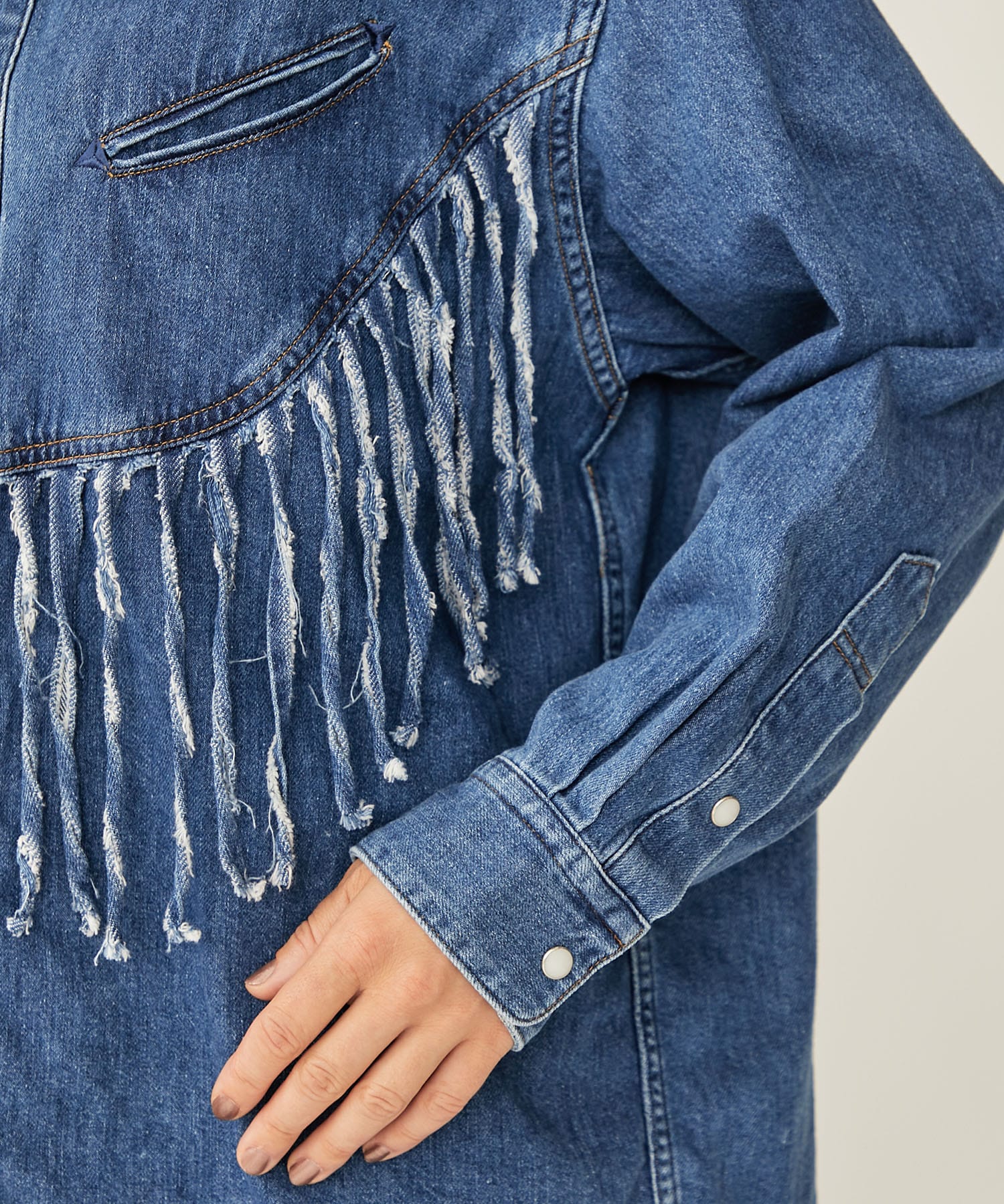 Denim fringe shirt(S BLUE): TOGA PULLA: WOMENS｜ STUDIOUS ONLINE