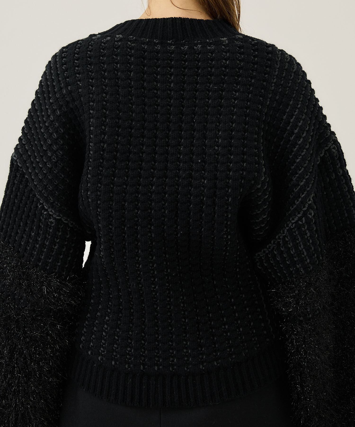 Fur yarn Knit Cardigan EBONY