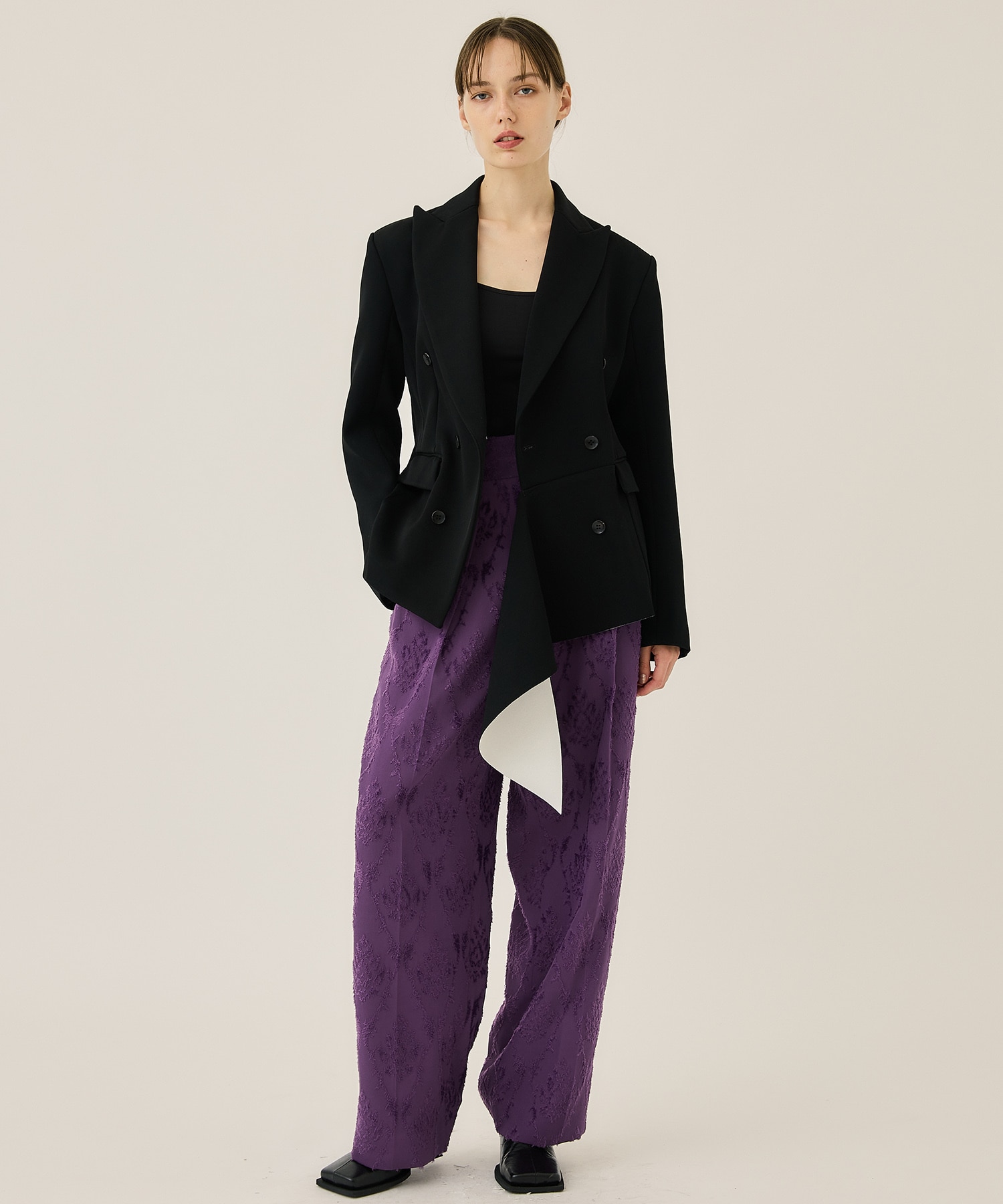 CUT JACQUARD　TWO TUCK PANTS CINOH
