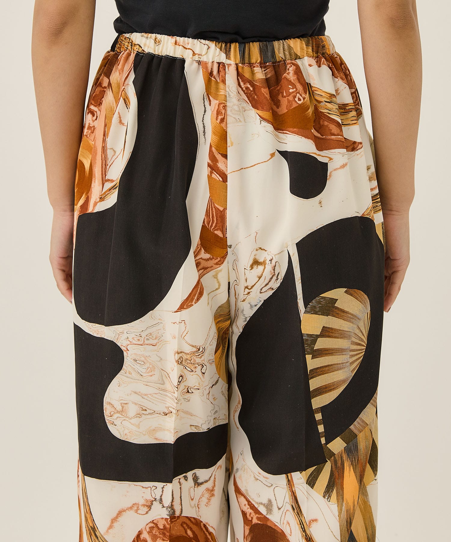 Marble Print Trousers - white