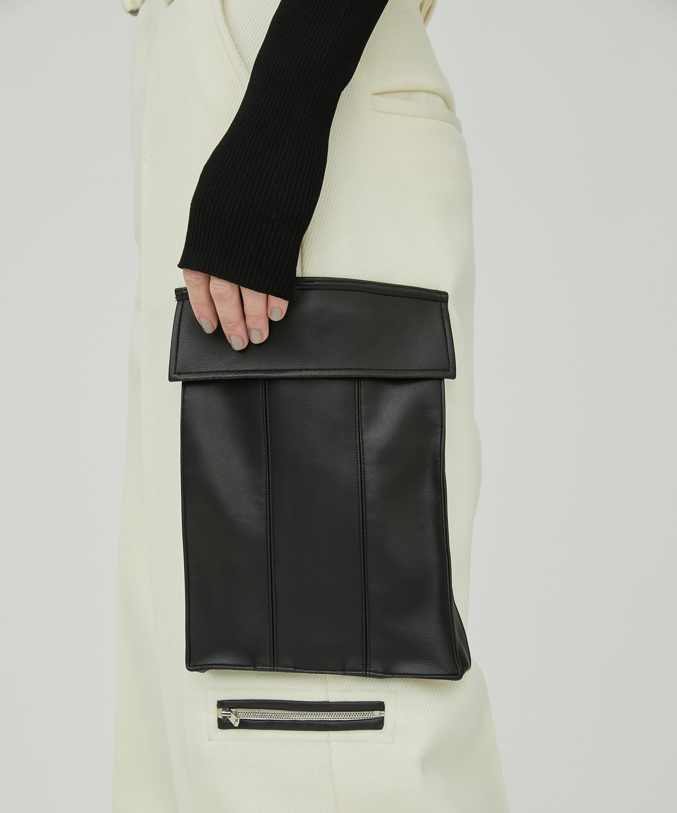 FAKE LEATHER 8POCKET PANTS 