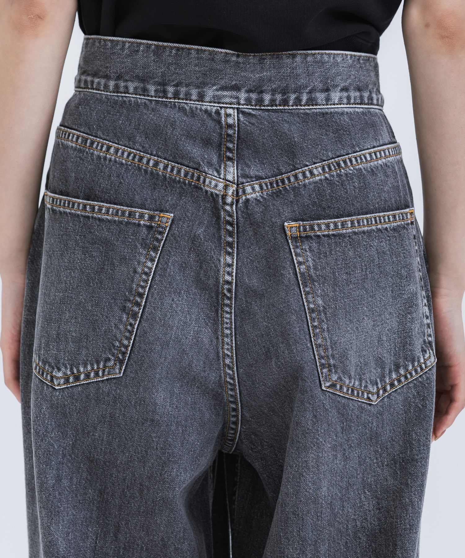 WASHED DENIM WIDE PANTS (SHORT LENGTH) JOHN LAWRENCE SULLIVAN