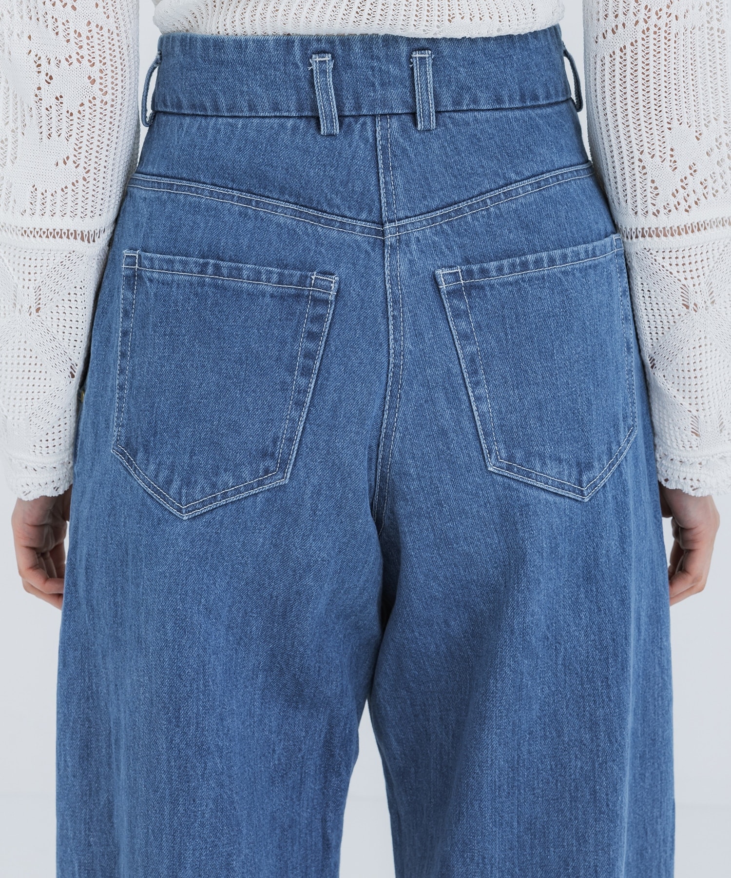 Floral Embossed Wide Leg Jeans(1 BLUE): Mame Kurogouchi: WOMENS 