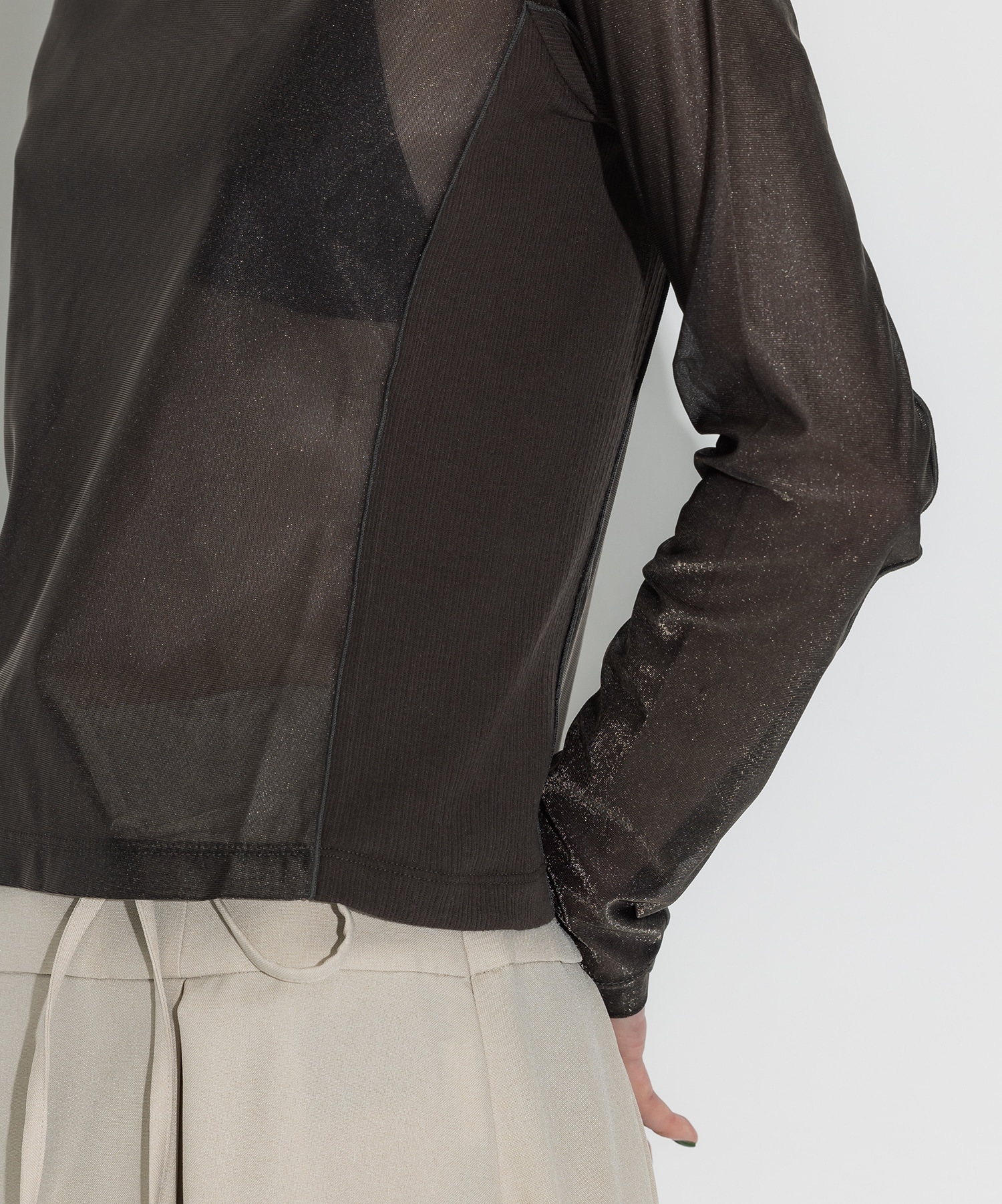 Rib Paneled Sheer Top STUDIOUS