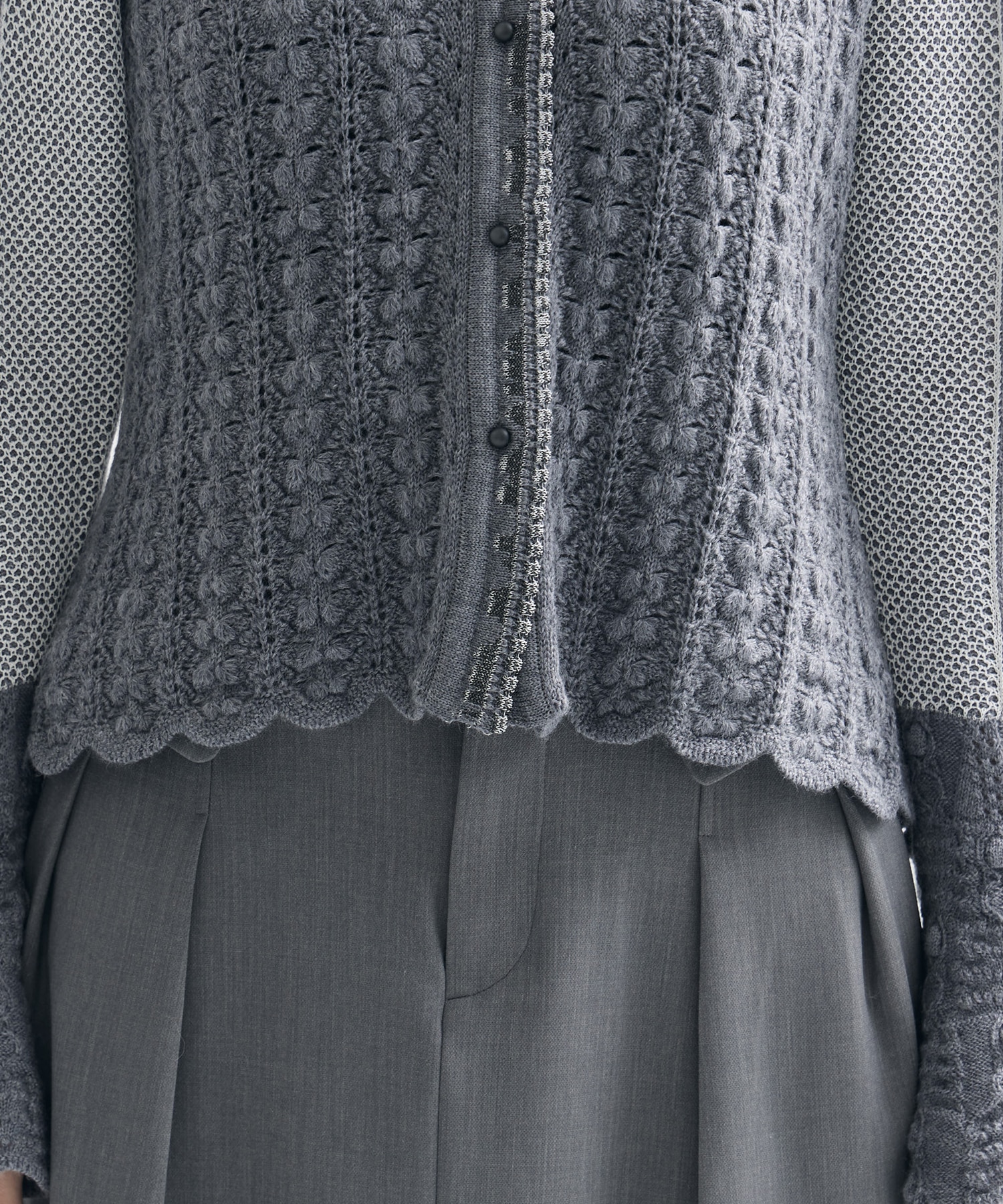 Openwork Pattern Knitted Cardigan Mame Kurogouchi