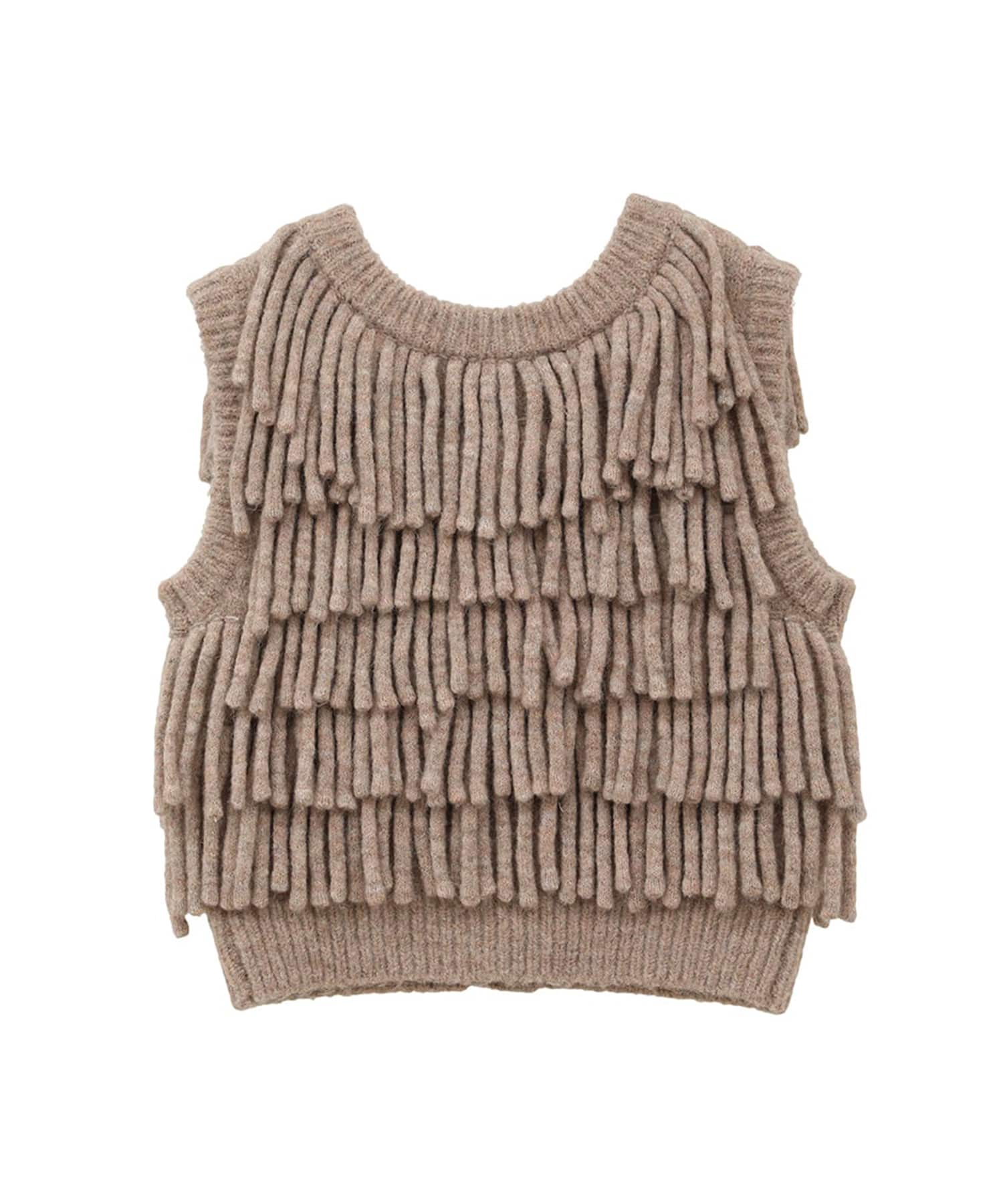 W FACE FRINGE KNIT VEST CLANE