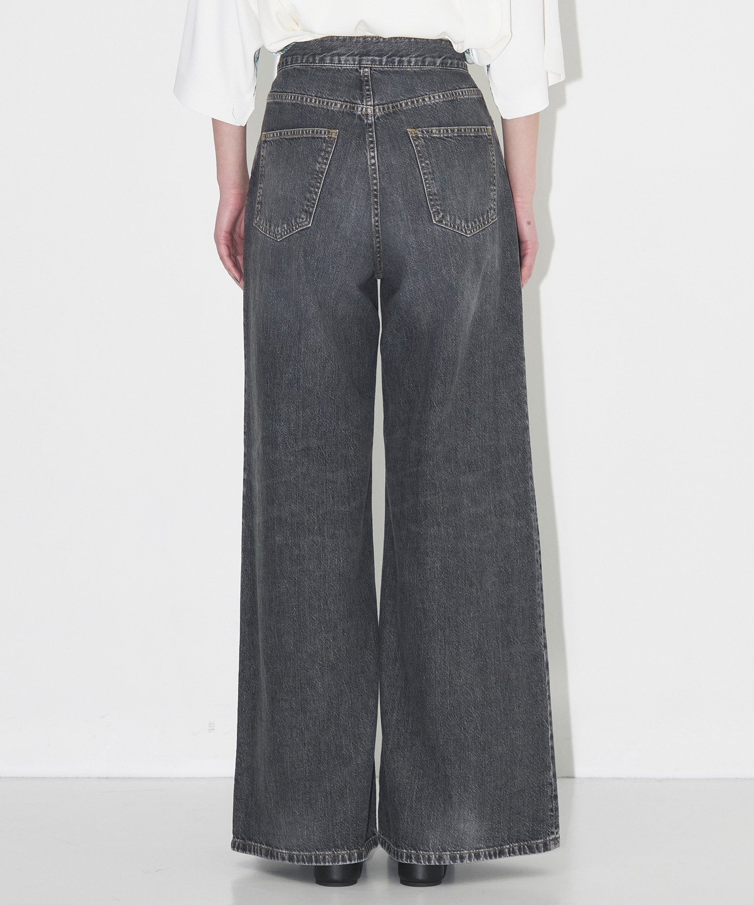 WASHED DENIM WIDE PANTS (SHORT LENGTH) JOHN LAWRENCE SULLIVAN