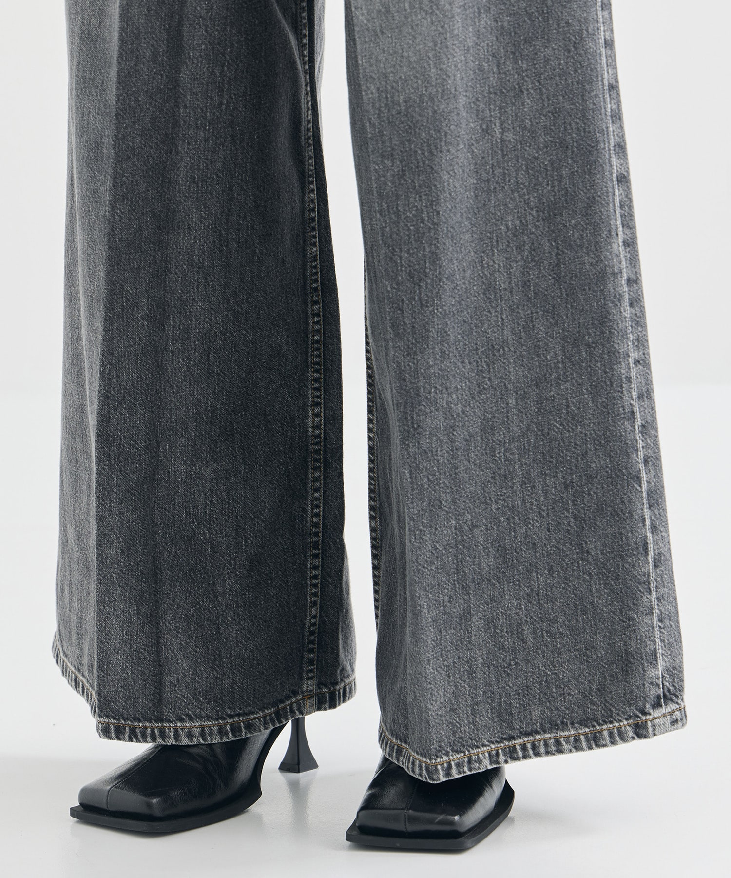 WASHED DENIM WIDE PANTS (SHORT LENGTH) JOHN LAWRENCE SULLIVAN