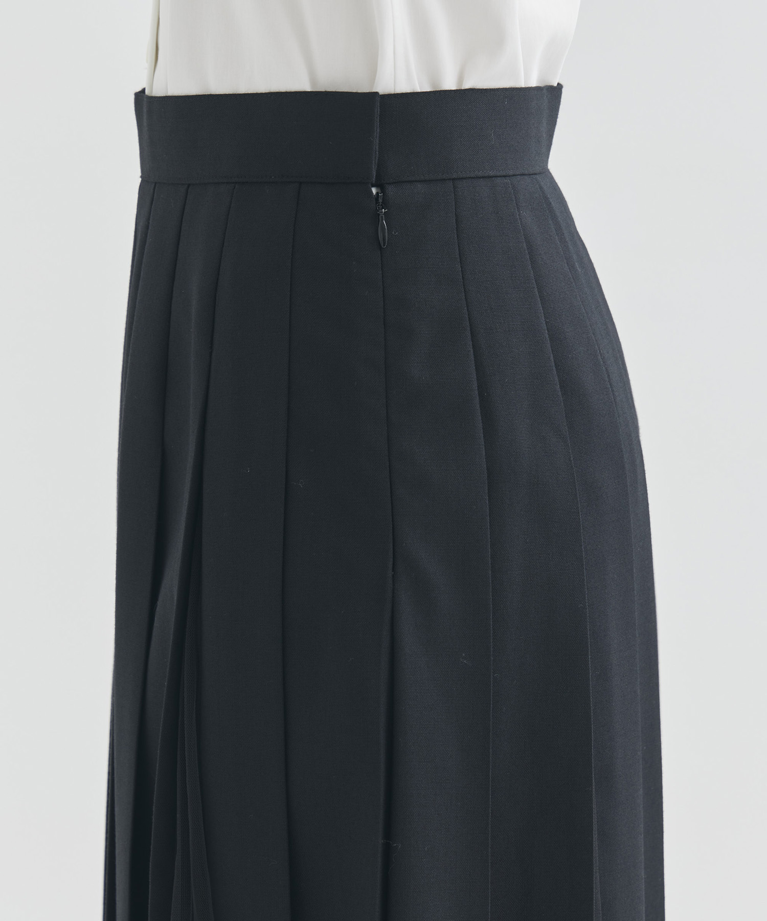 WOOL & TULLE COMBINED PLEATED SKIRT FETICO