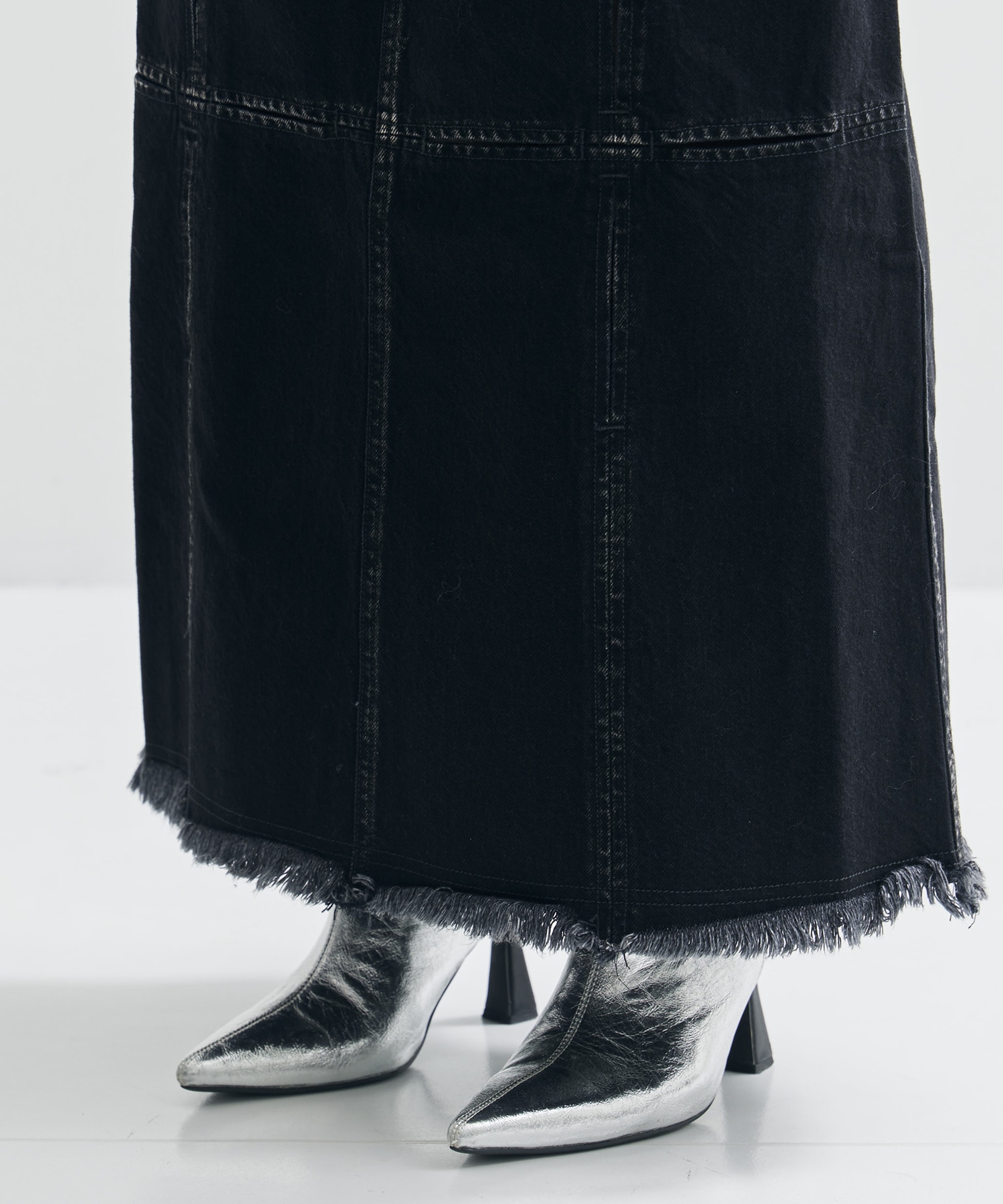 DENIM SLIT MAXI SKIRT FETICO