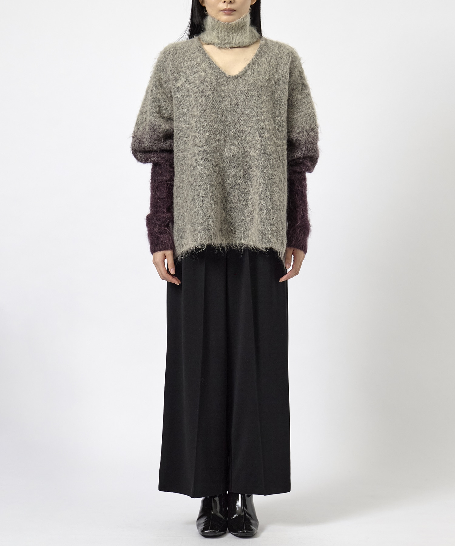 MOHAIR OPEN HIGHNECK KNIT MUKASA