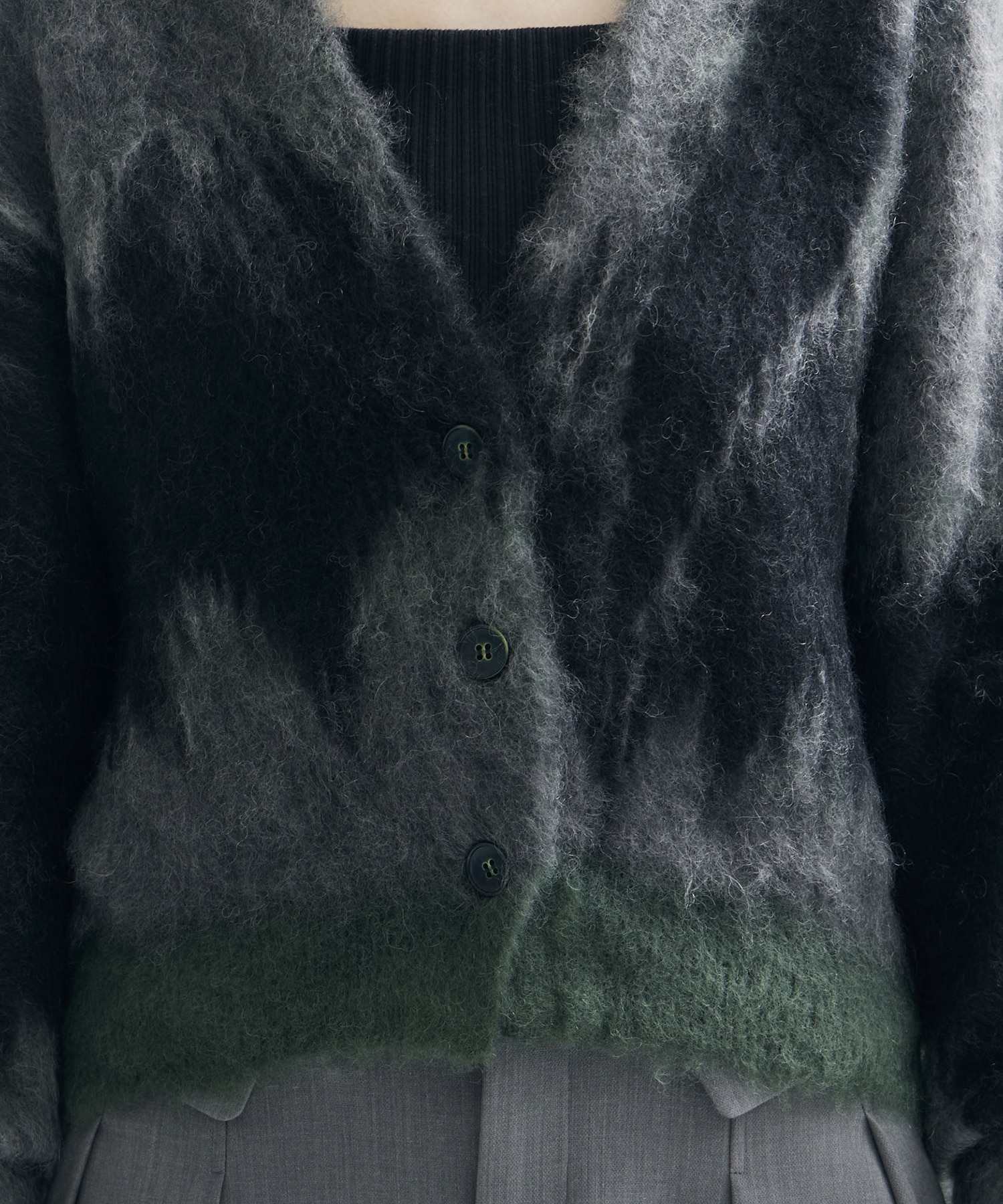 Drip Glaze Pattern Mohair Knitted Cardigan Mame Kurogouchi