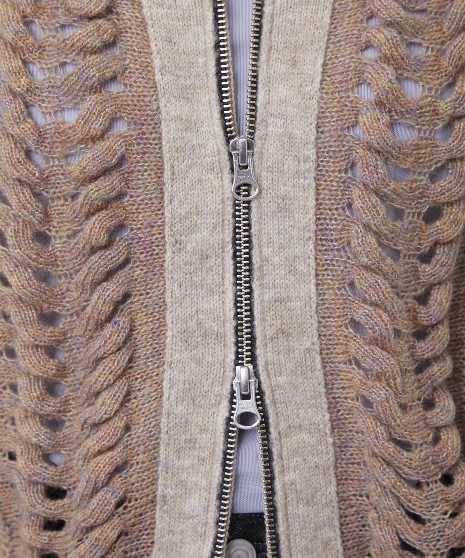 ウールモヘアZIP Knit Cardigan PEIEN