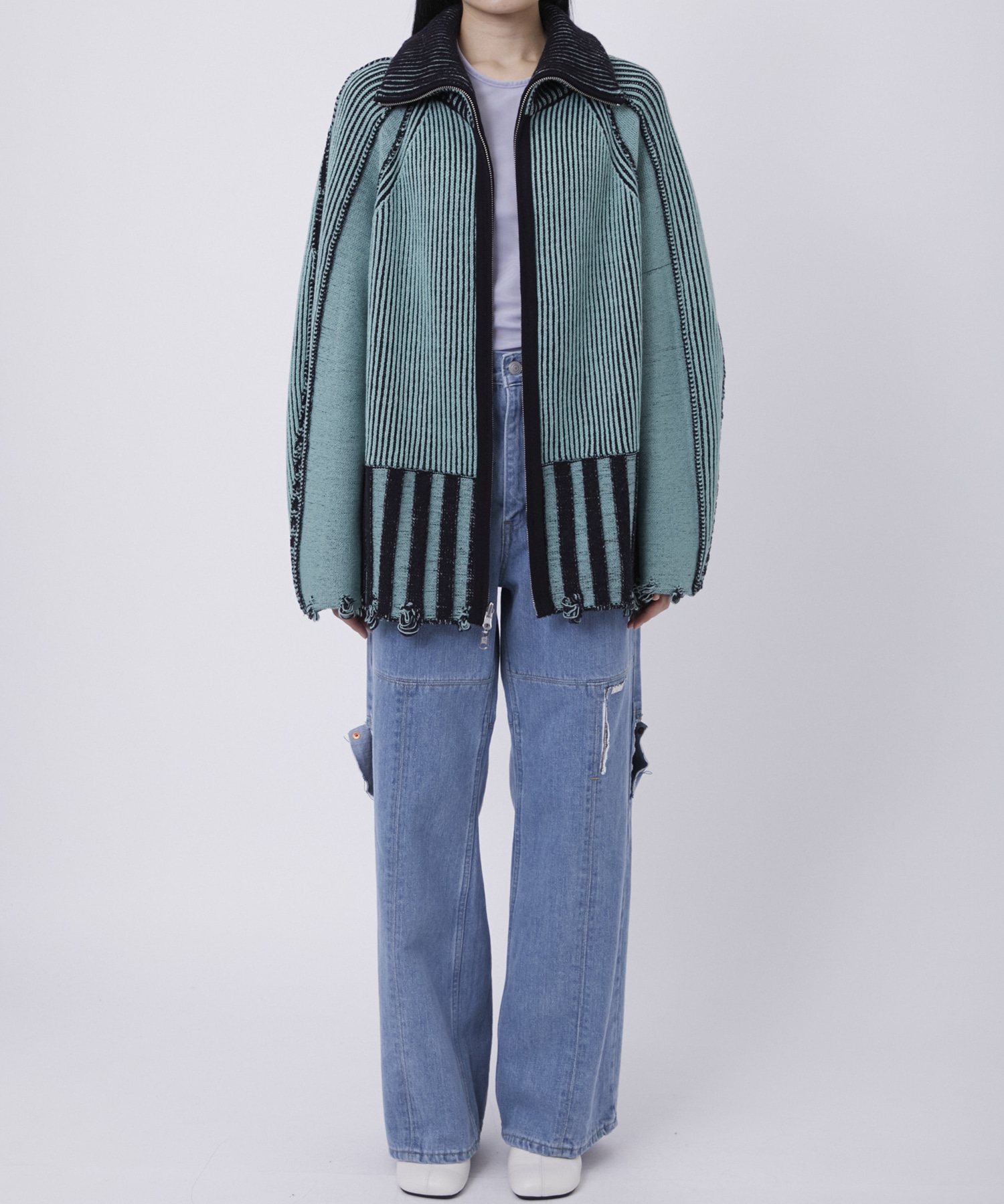 リバーシブルZip knit coat PEIEN