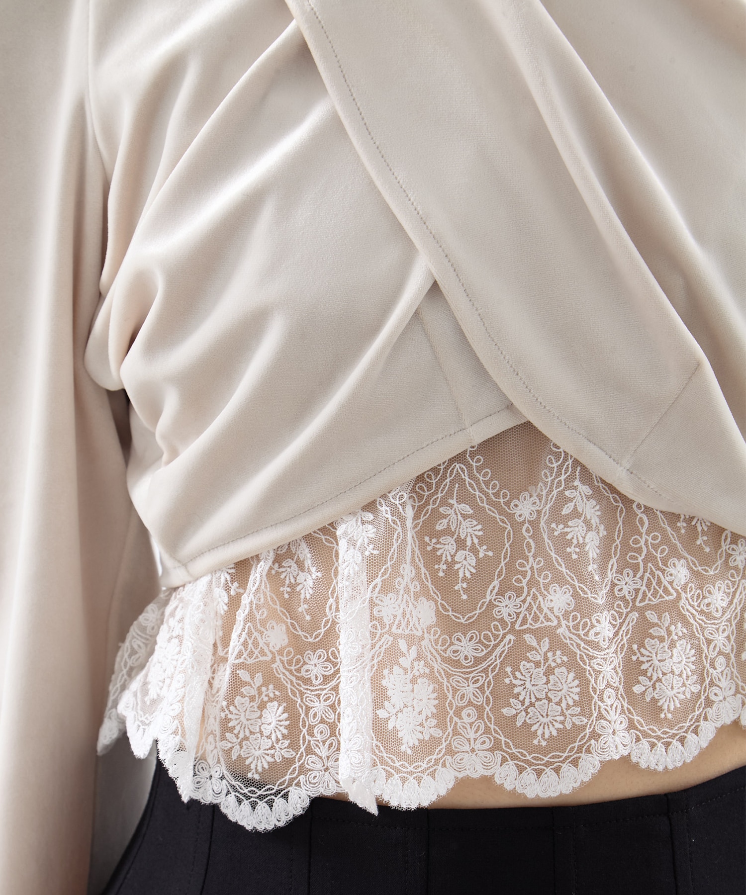 gather neck velour tops tanakadaisuke