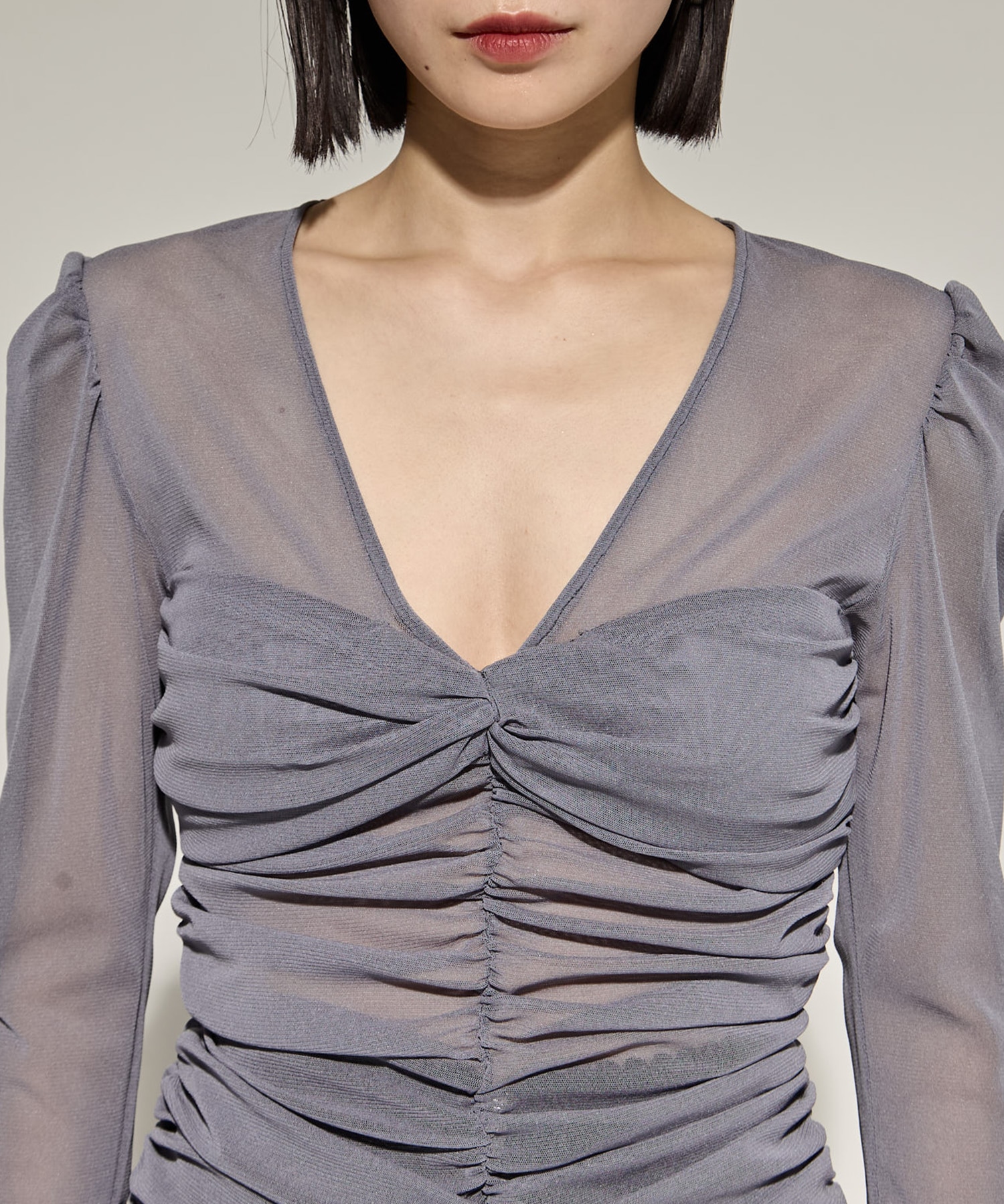 別注 TULLE GATHERED TOP(FREE GREY): FETICO: WOMENS