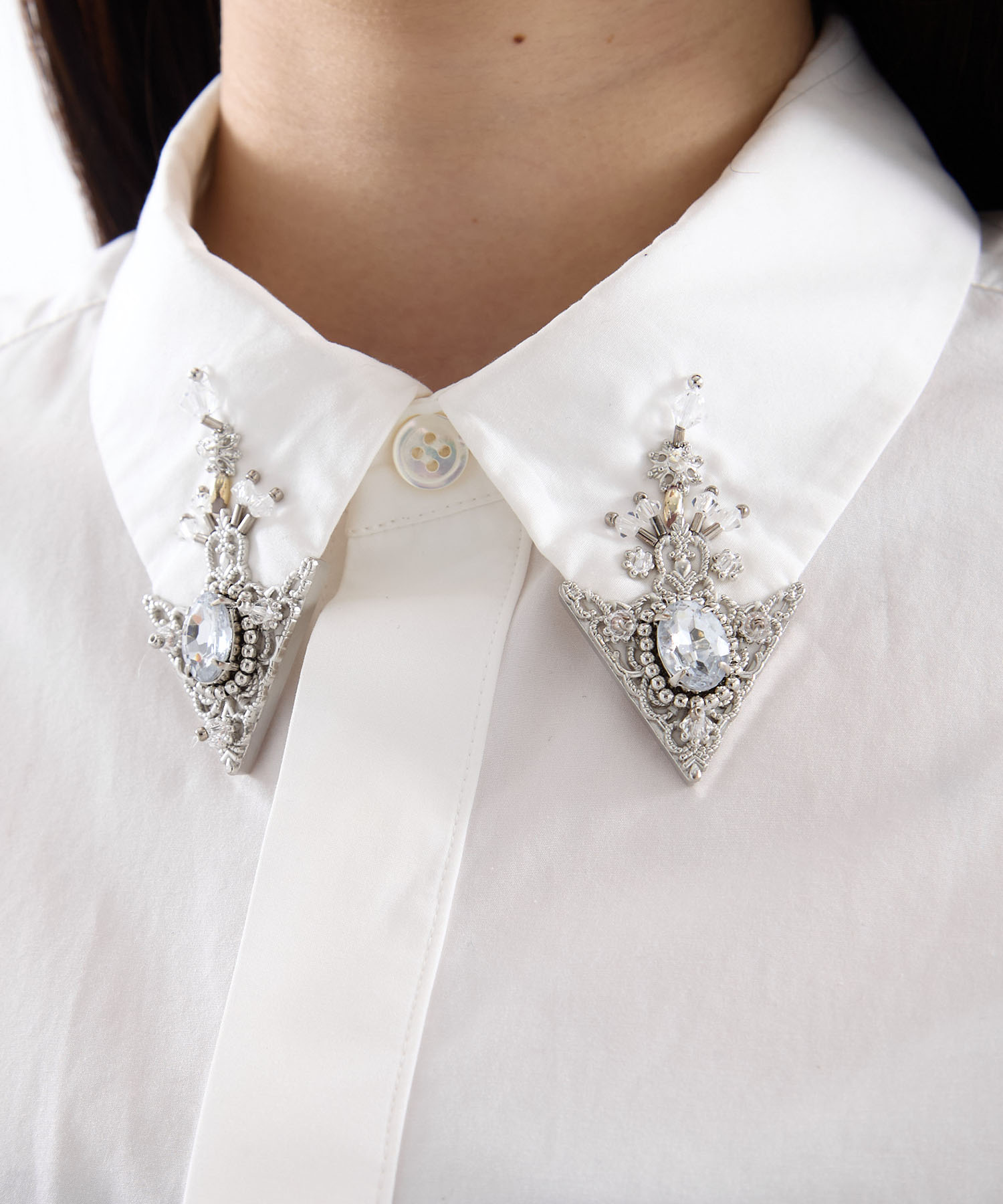 crystal silver tip lapel shirt tanakadaisuke