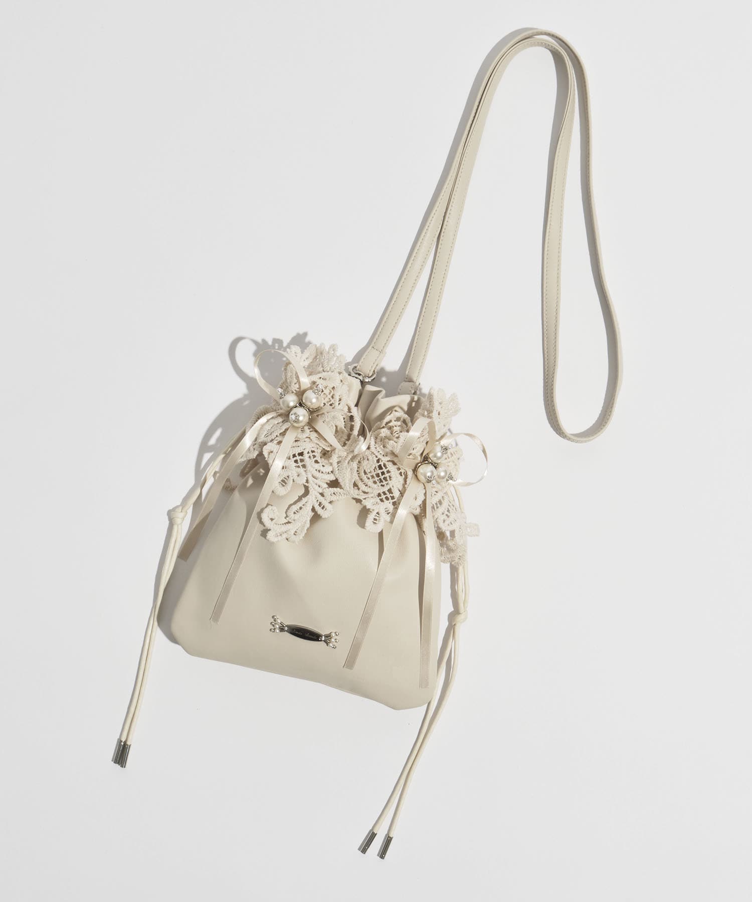 別注 lace flower drawstring sacoche tanakadaisuke