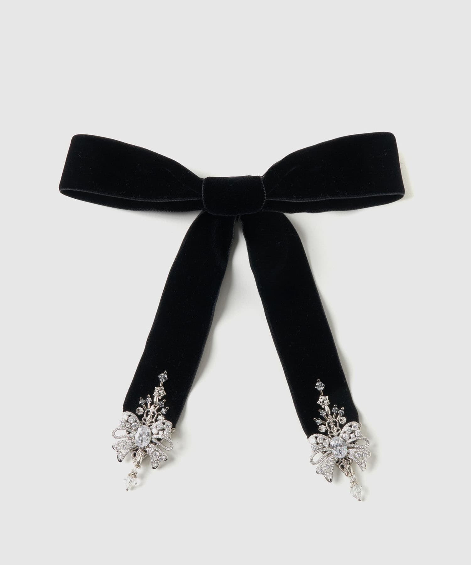 ribbon bijou velvet long ribbon Black tanakadaisuke