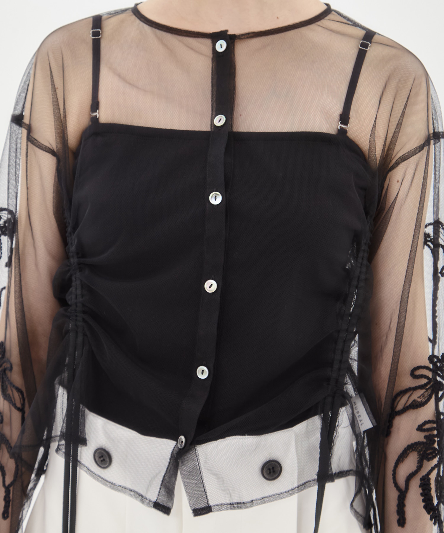 EX.embroidered tulle cardigan MURRAL