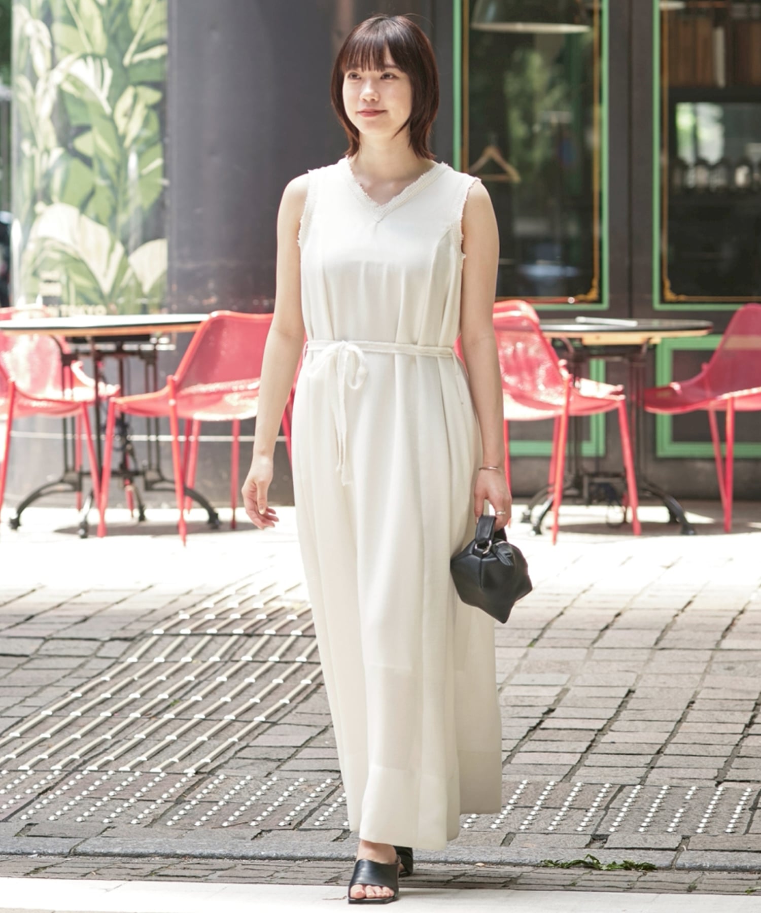 V Neck Sleeveless Mesh Dress STUDIOUS