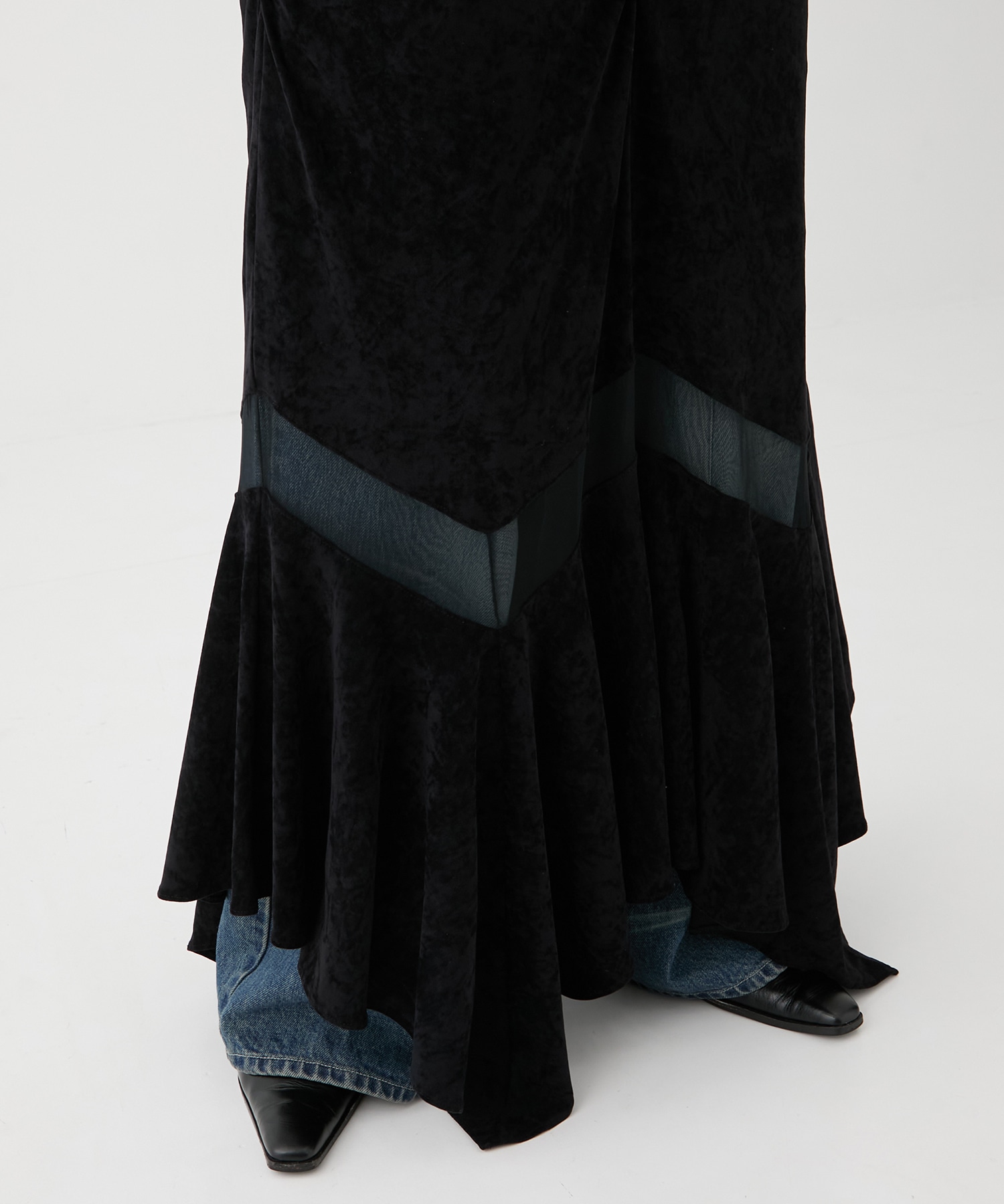 別注 VELOUR SHEER CUT HEM DRESS FETICO