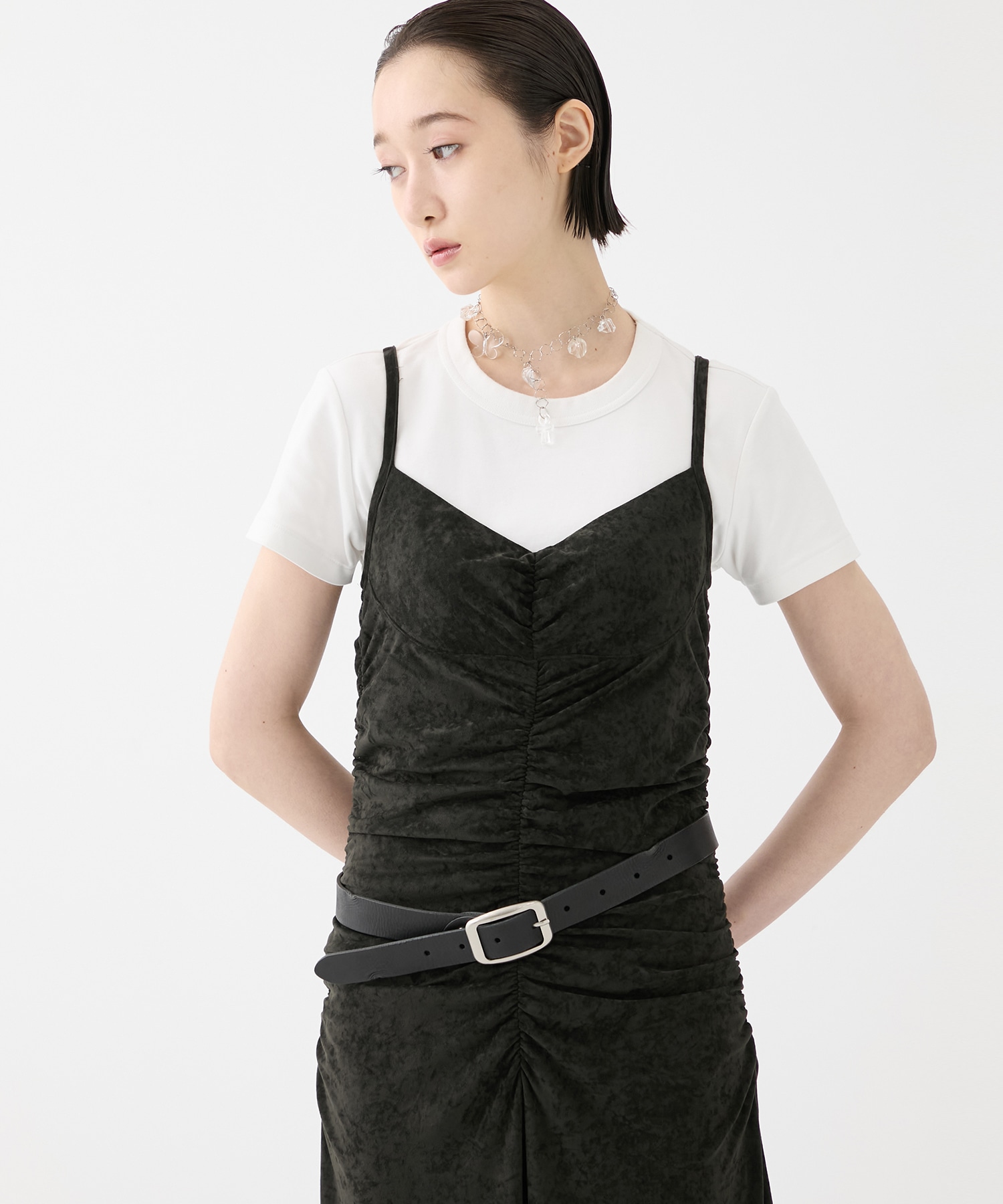 別注 VELOUR SHEER CUT HEM DRESS FETICO