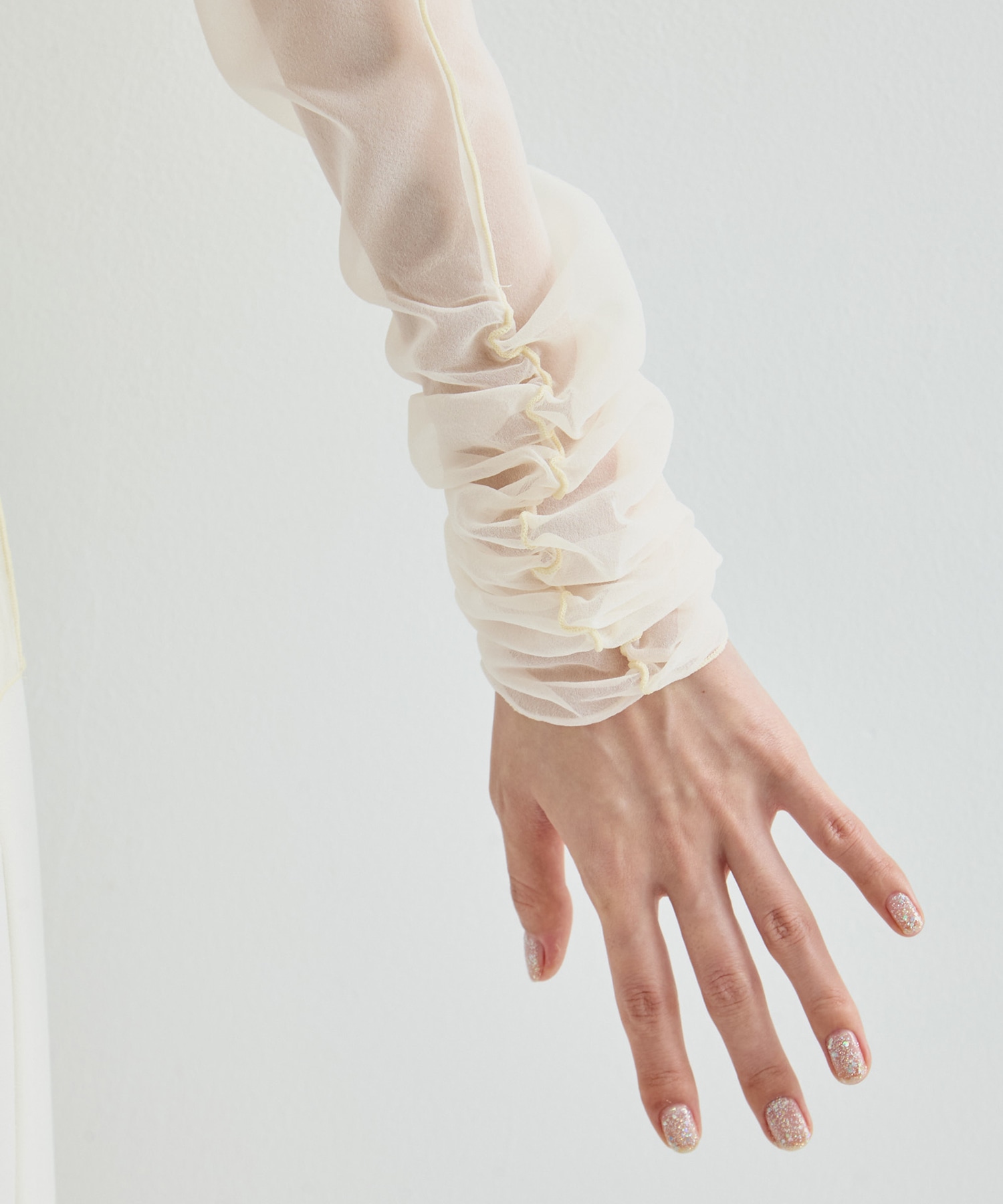 Gathered Sleeve Sheer Top STUDIOUS