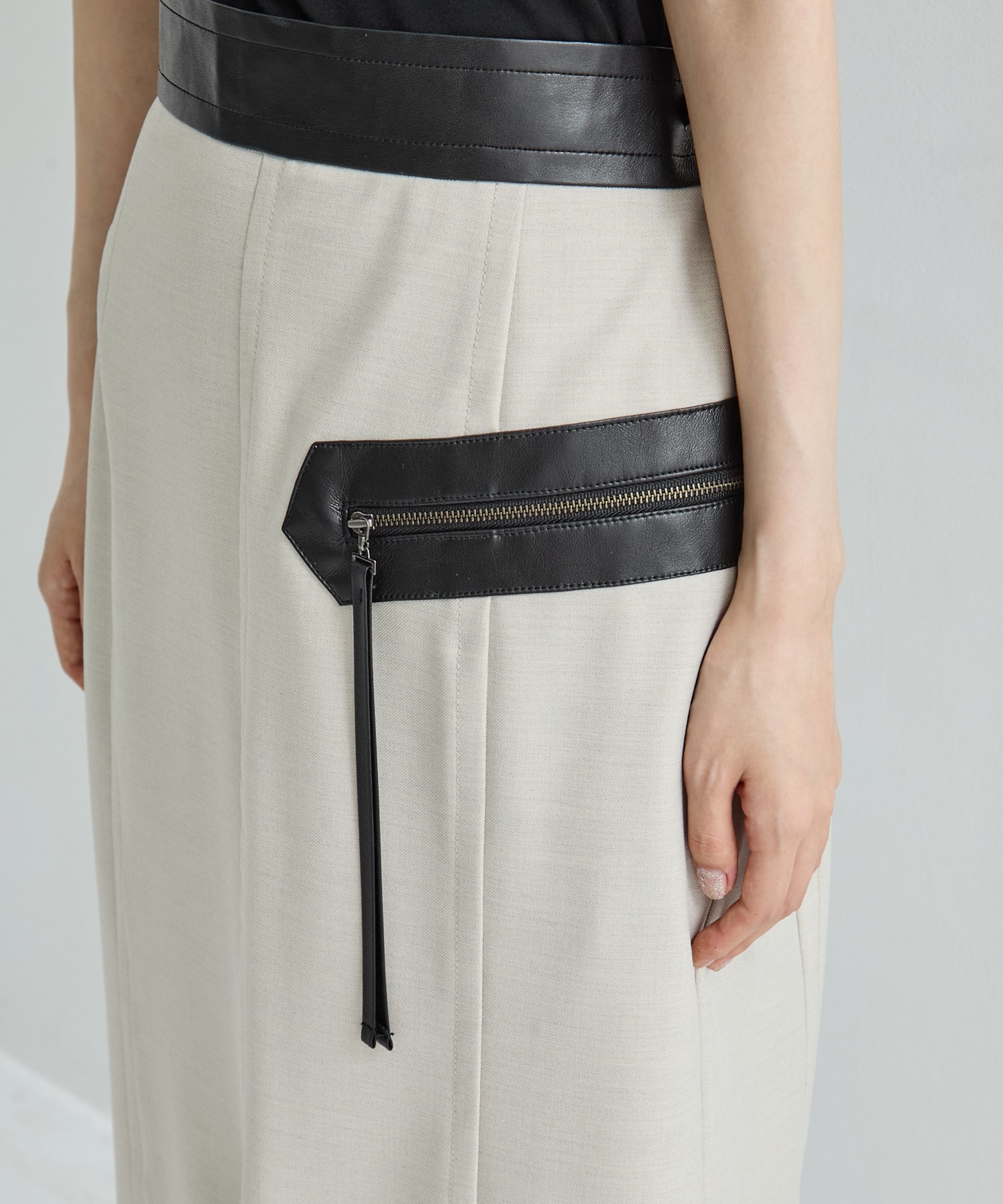 Leather Belted Straight SK STUDIOUS