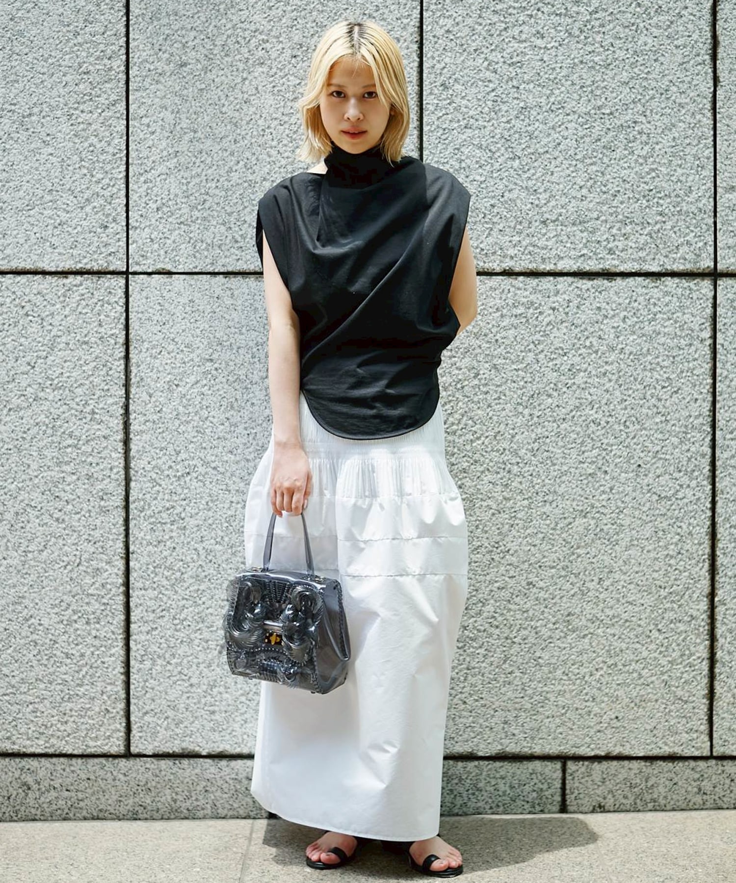 トップス MAME Rt995 Cotton Jersey Asymmetry Top(1 BLACK): Mame Kurogouchi