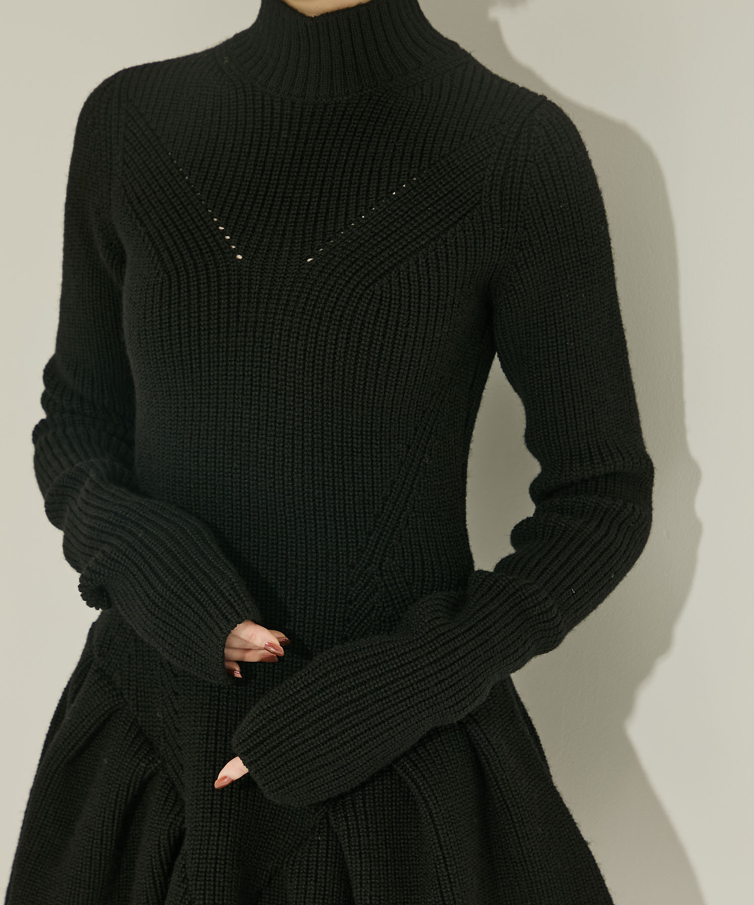 RIBED PEPLUM HI-NECK KNIT SWEATER JOHN LAWRENCE SULLIVAN