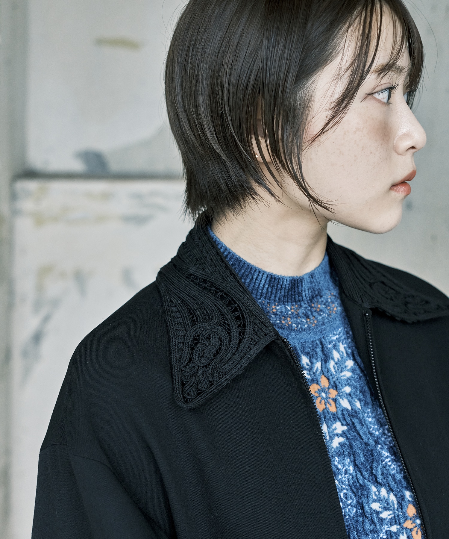 Floral Motif Chenille Knited Top Mame Kurogouchi
