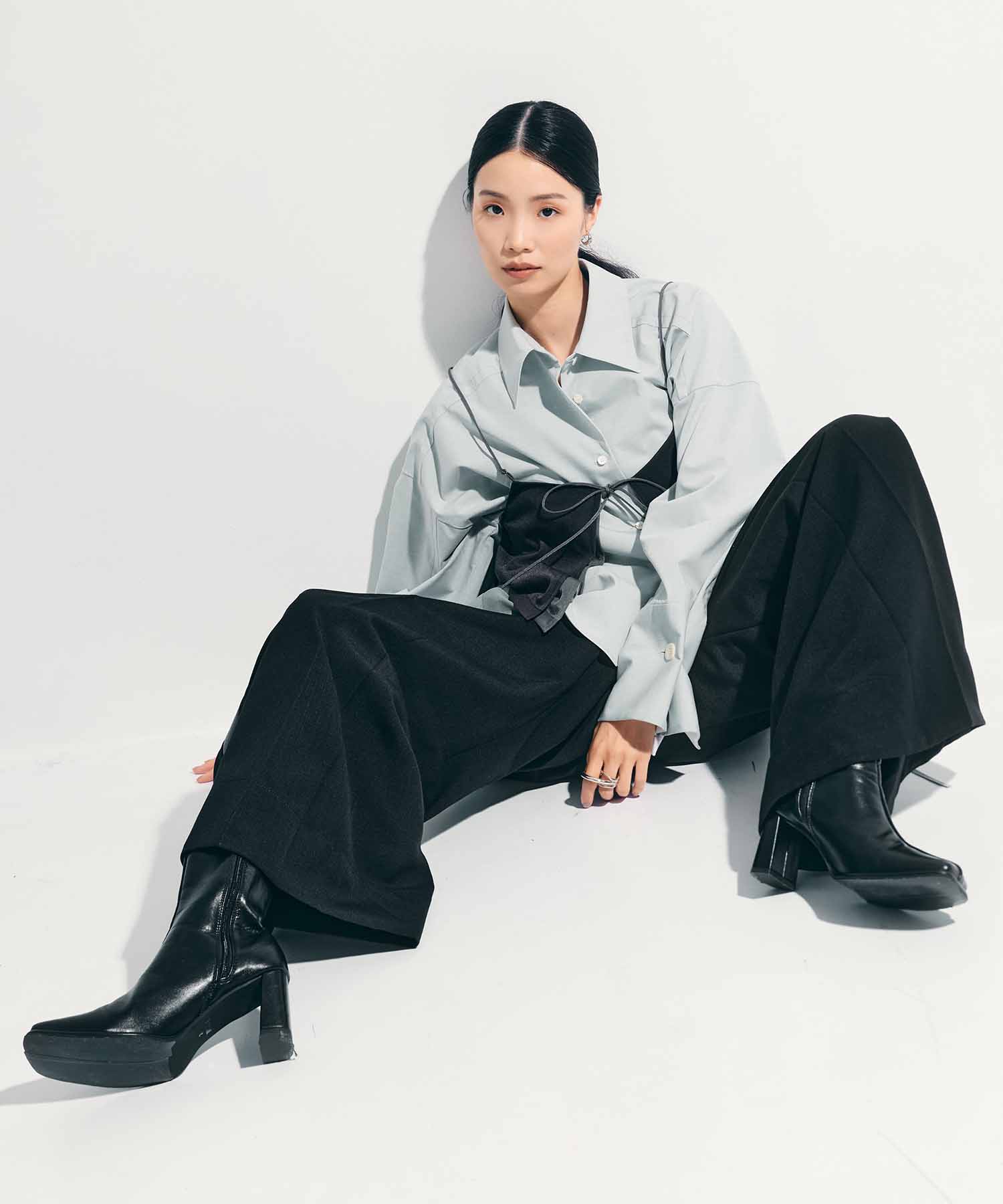 Side Leather Flare Trousers STUDIOUS