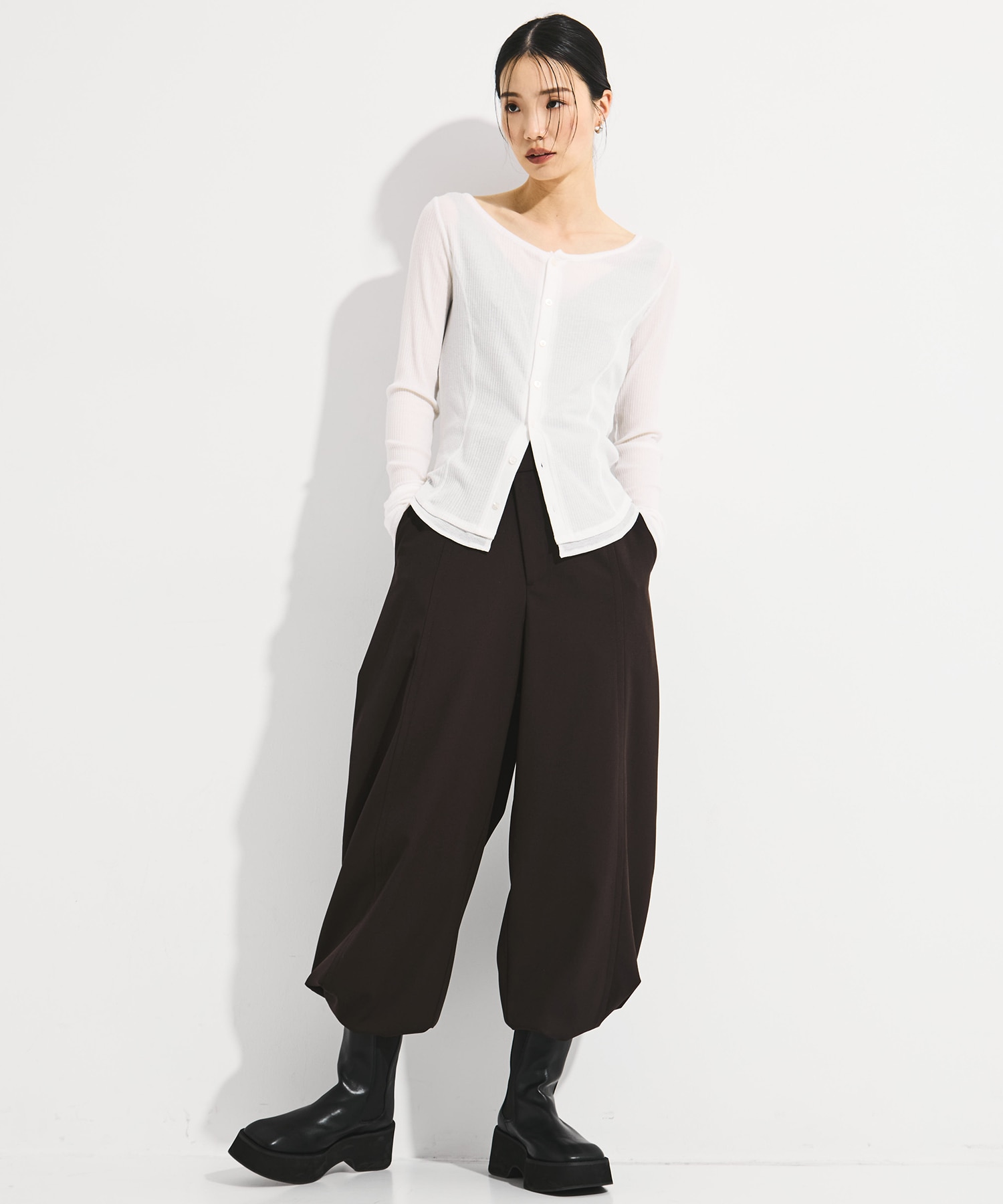 Wool Barrel Leg Trousers STUDIOUS