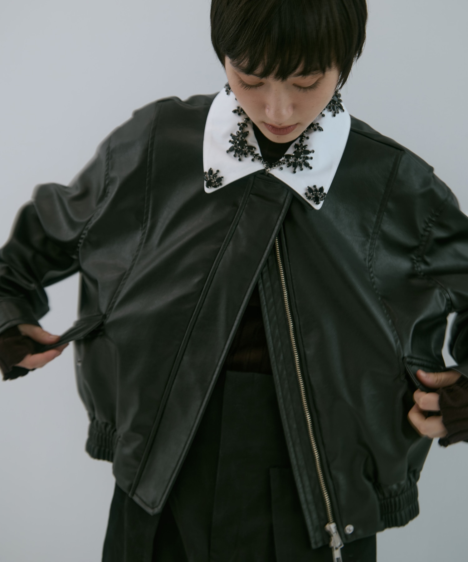 crystal bijou collar 2WAY blouson tanakadaisuke