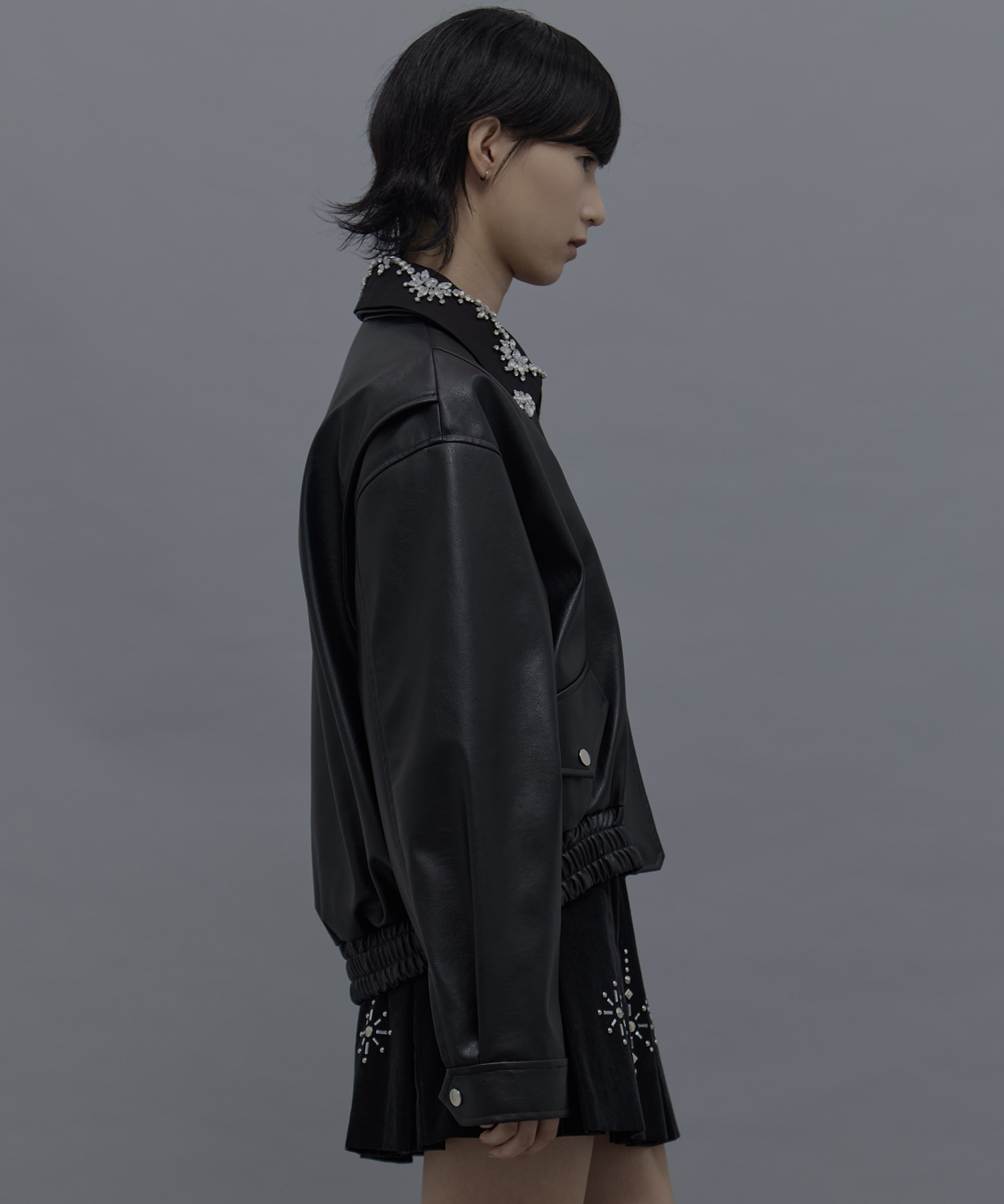 crystal bijou collar 2WAY blouson tanakadaisuke