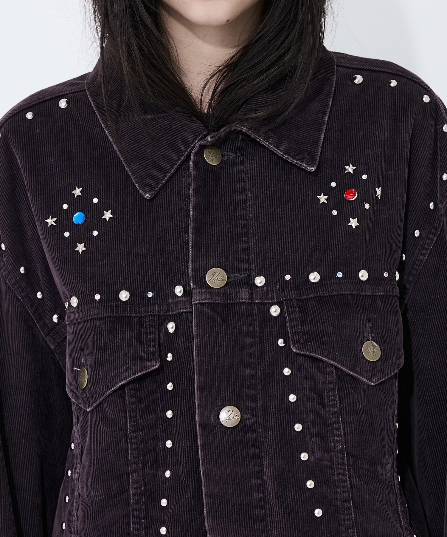 Studded Jean Jacket - 14W Corduroy Needles