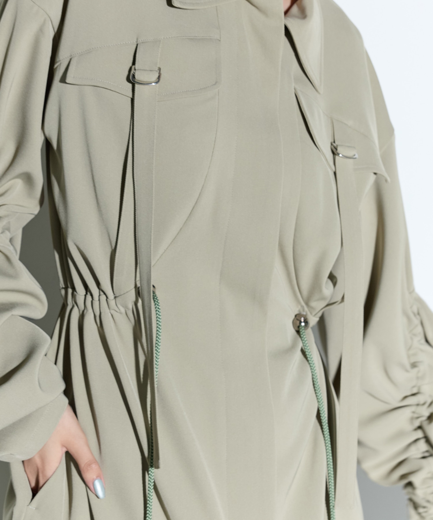 Gathered sleeve military coat MURRAL