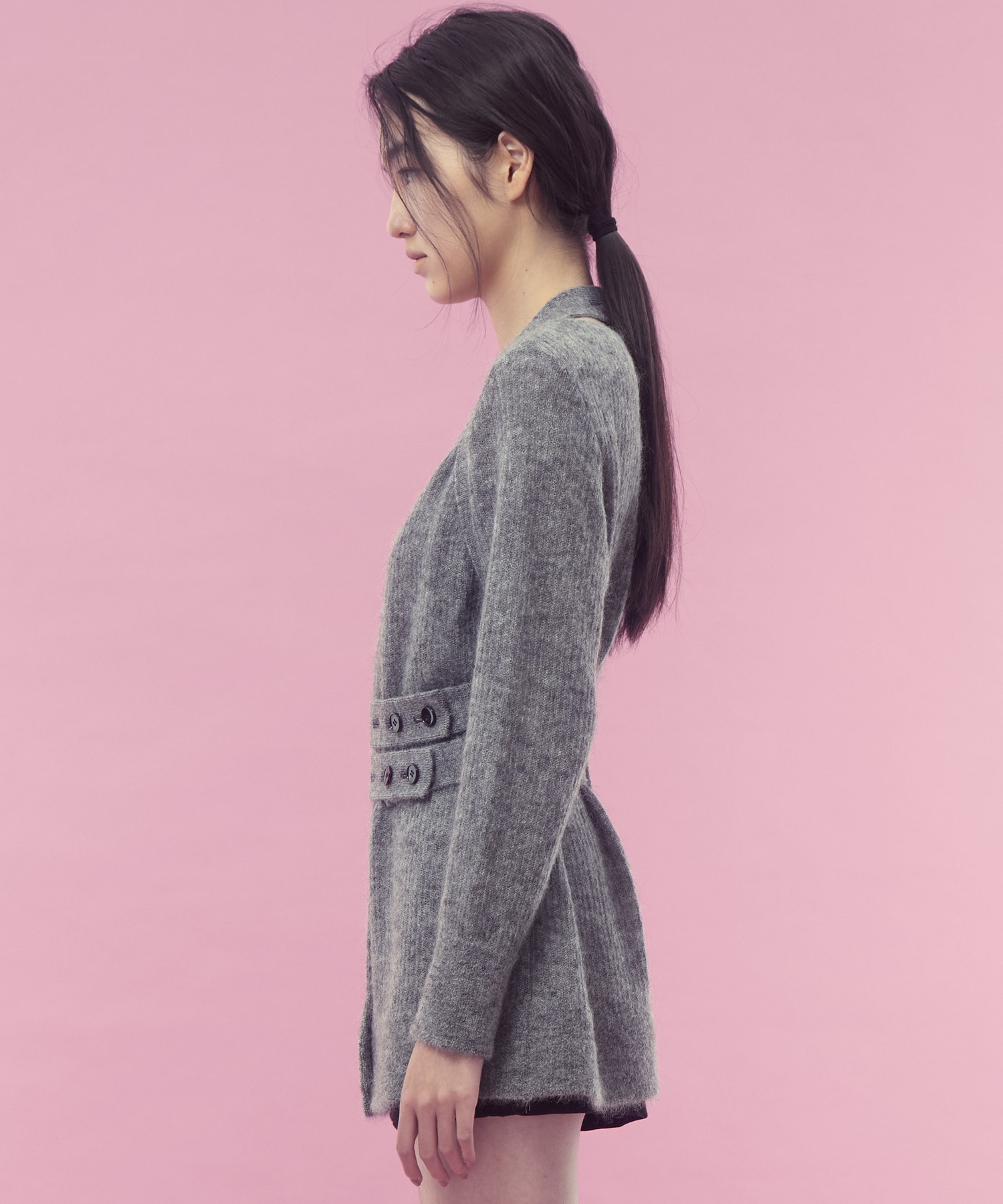 Mohair knit belted cardigan FETICO