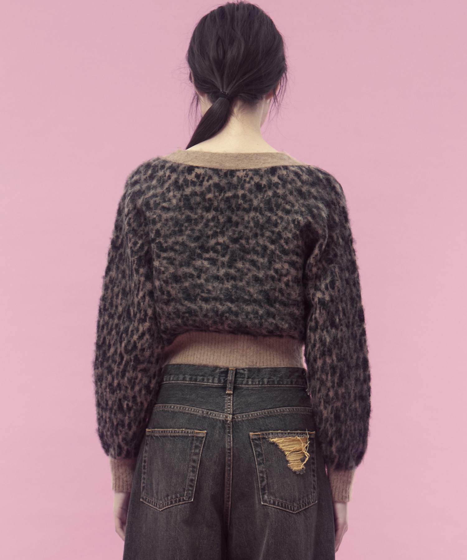 Jacquard-knit V-neck cardigan FETICO