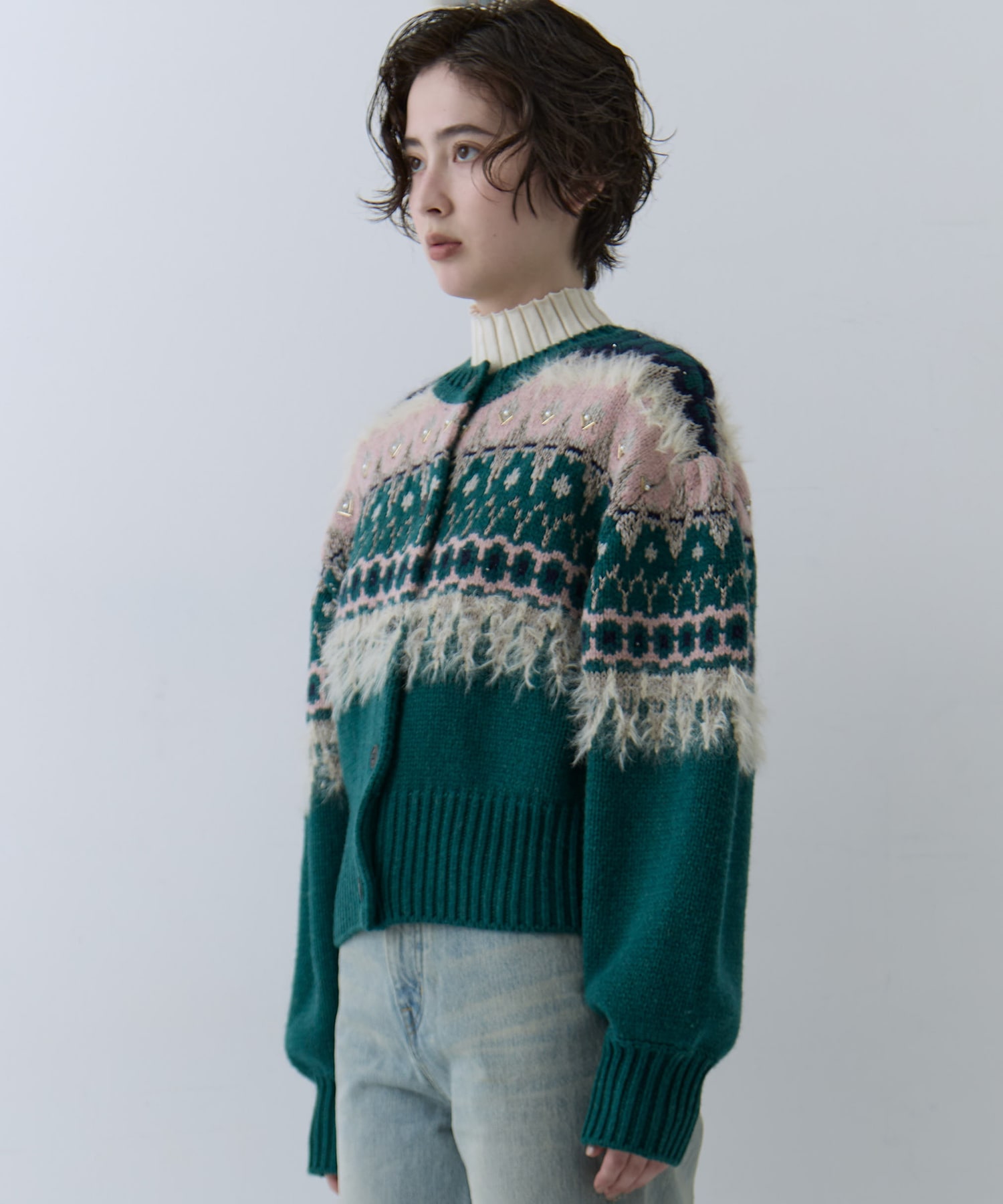 UND 2WAY LADY NORDIC KNIT CARDIGAN AMERI